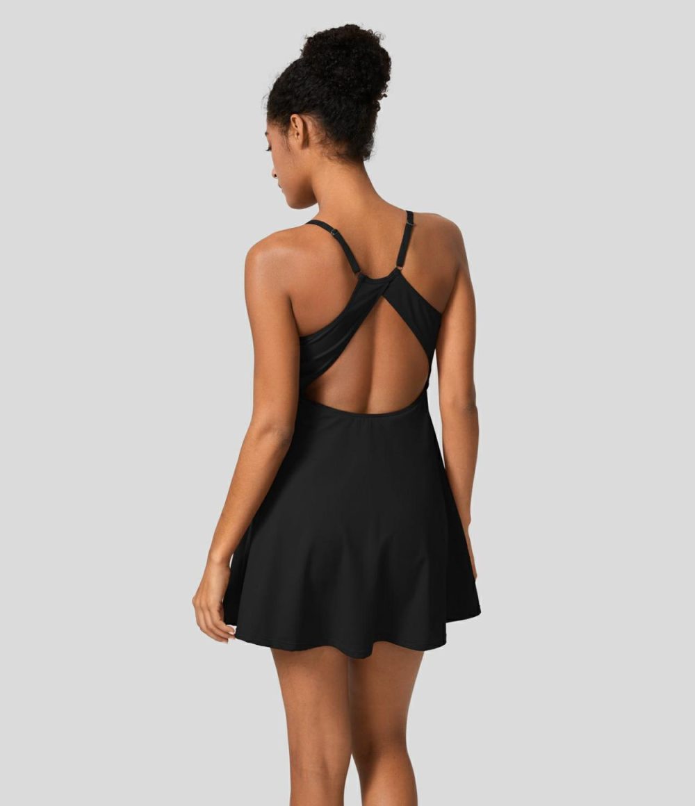 Adjustable Strap Backless 2-in-1 Pocket Slip Active Dress-Easy Peezy Edition  | Womens  Active Dresses Active Dresses Active Dresses