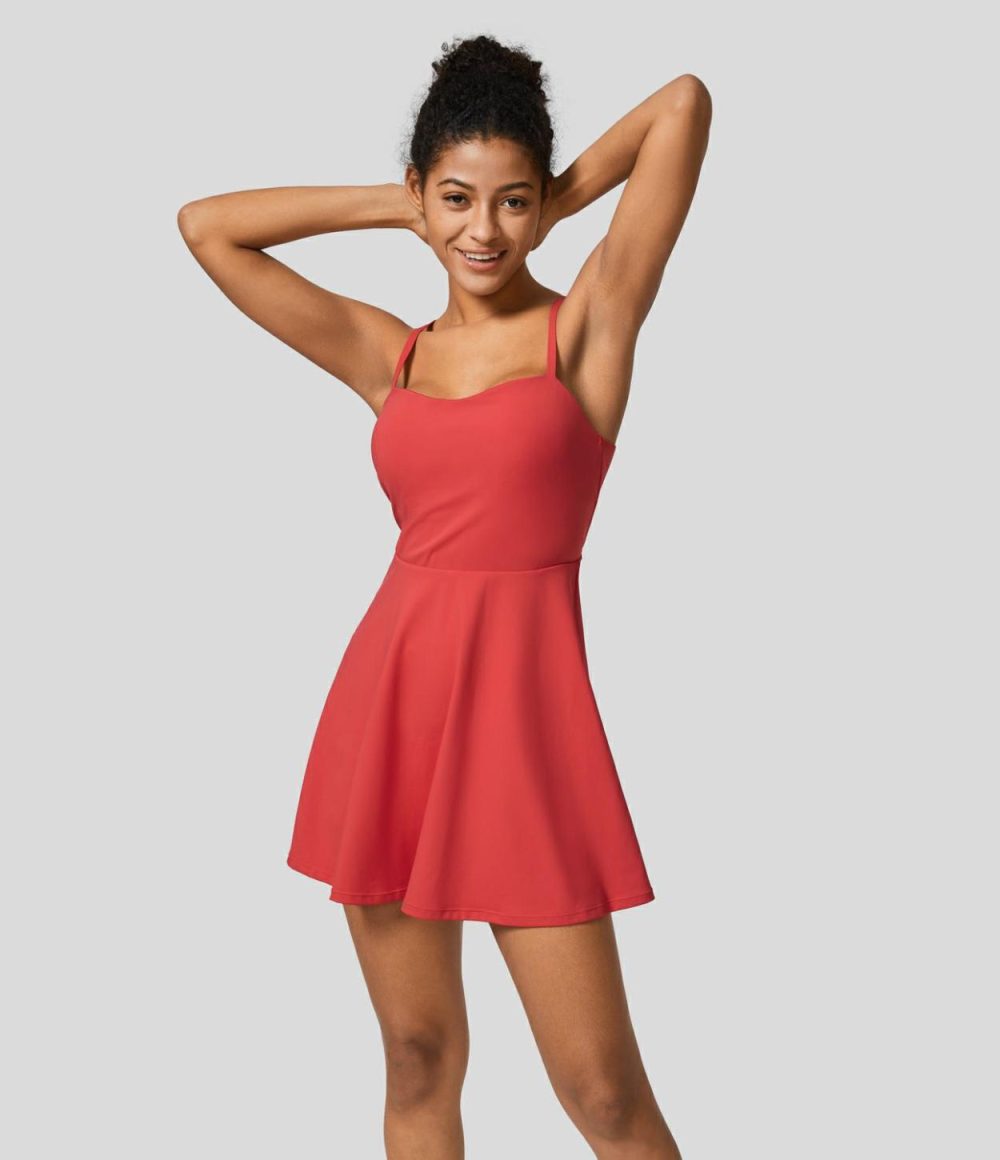 Adjustable Strap Backless 2-in-1 Pocket Slip Active Dress-Easy Peezy Edition  | Womens  Active Dresses Active Dresses Active Dresses