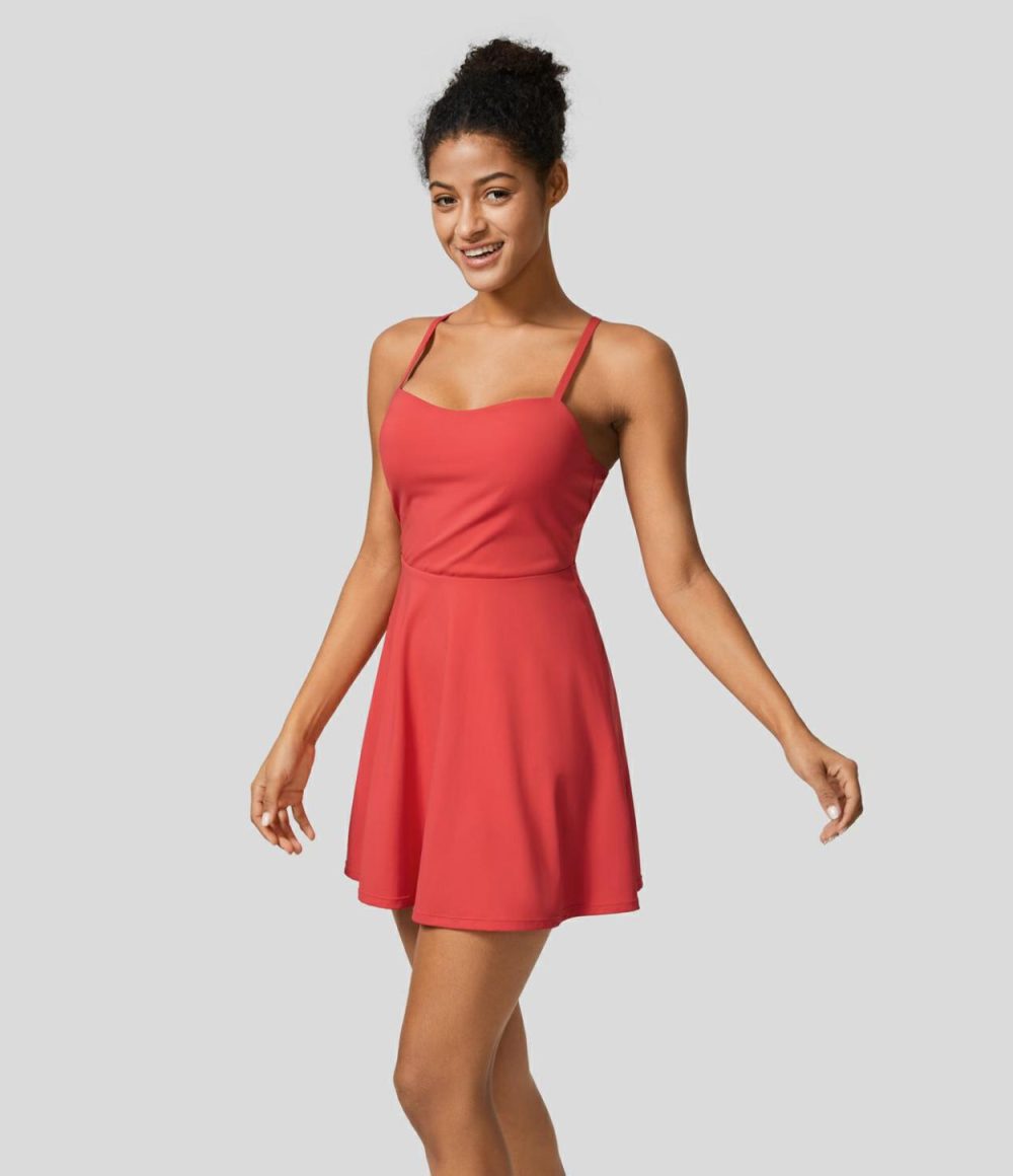 Adjustable Strap Backless 2-in-1 Pocket Slip Active Dress-Easy Peezy Edition  | Womens  Active Dresses Active Dresses Active Dresses