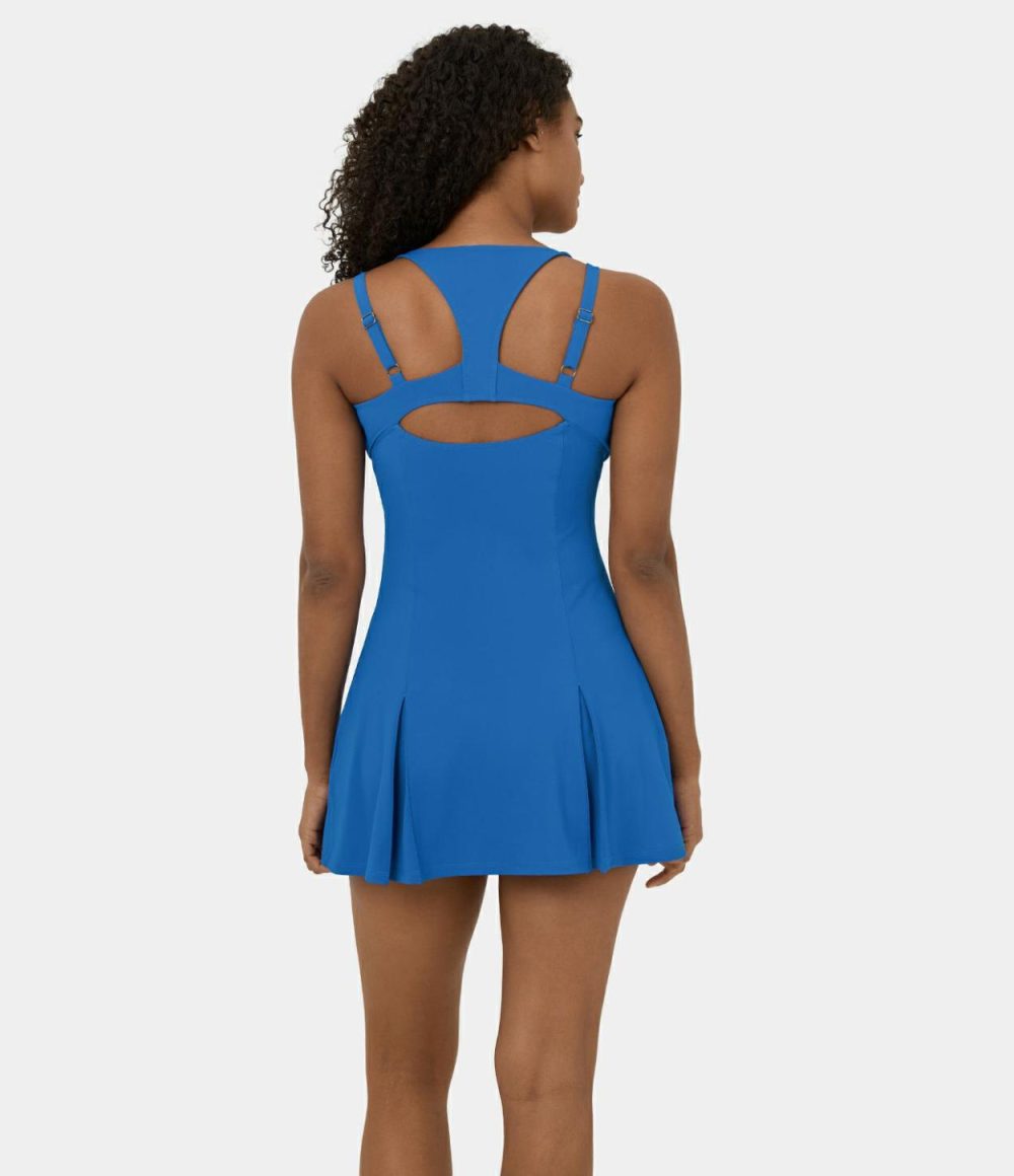 Adjustable Strap Backless Cut Out Mini Tennis Active Dress  | Womens  Active Dresses Active Dresses Active Dresses