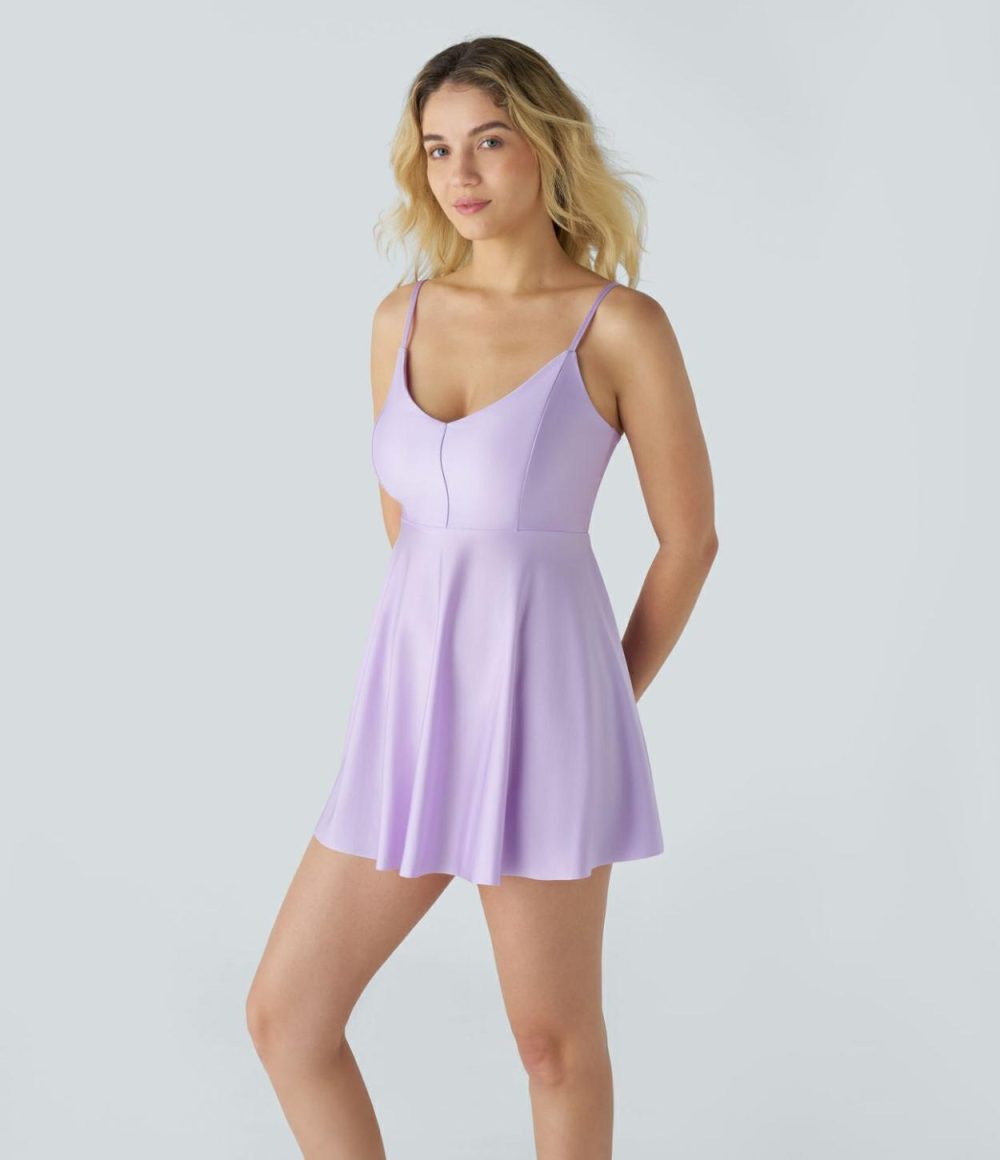 Adjustable Strap Satin-Like Flare Mini Slip Casual Dress  | Womens  Mini Dresses Clothing Mini Dresses