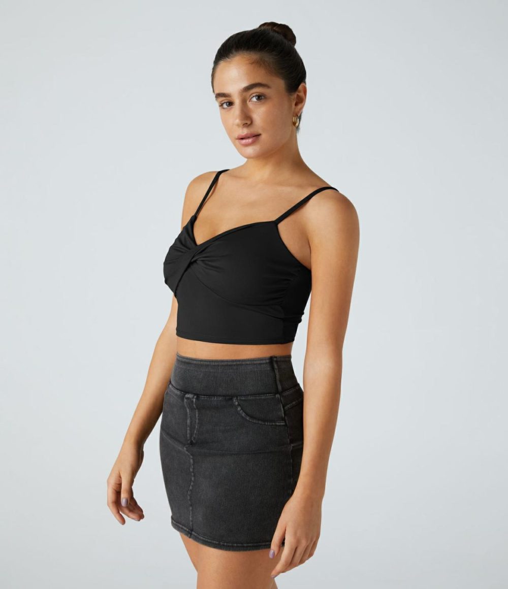 Adjustable Strap Twisted Backless Cropped Casual Tank Top  | Womens  Cropped Tops Clothing Cropped Tops