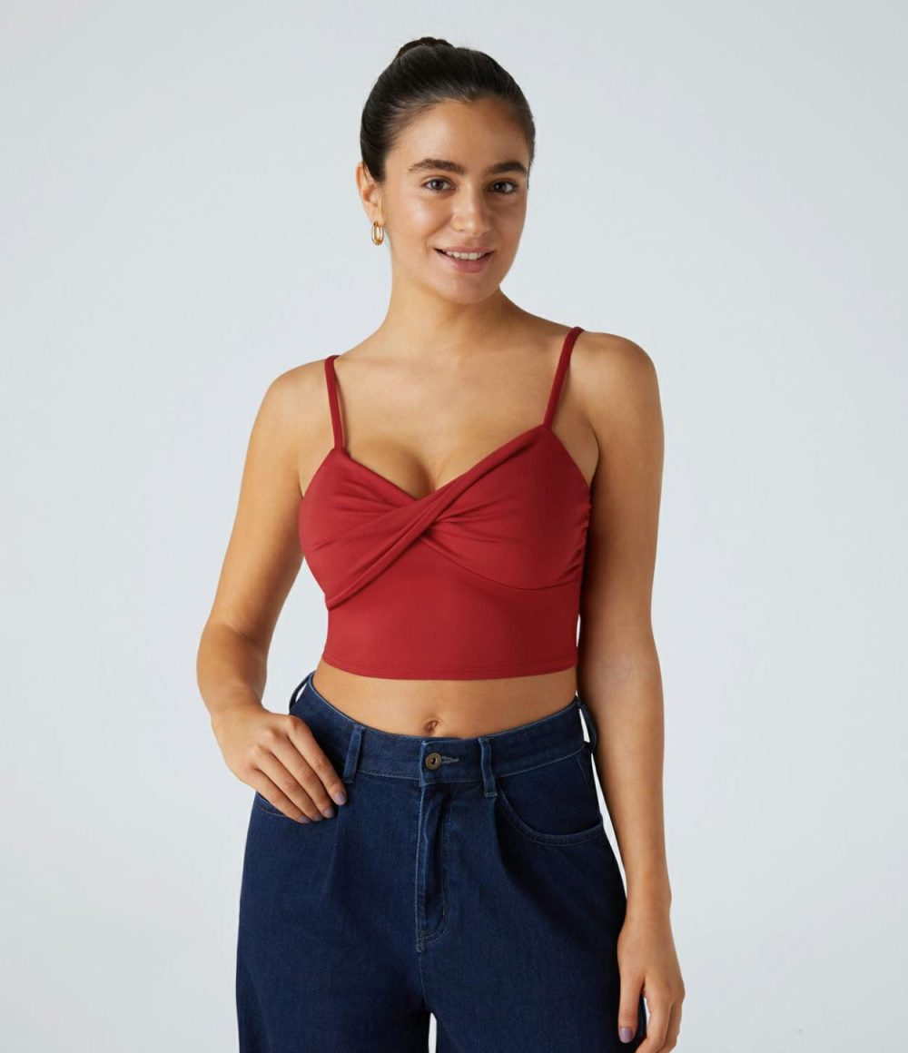 Adjustable Strap Twisted Backless Cropped Casual Tank Top  | Womens  Cropped Tops Clothing Cropped Tops