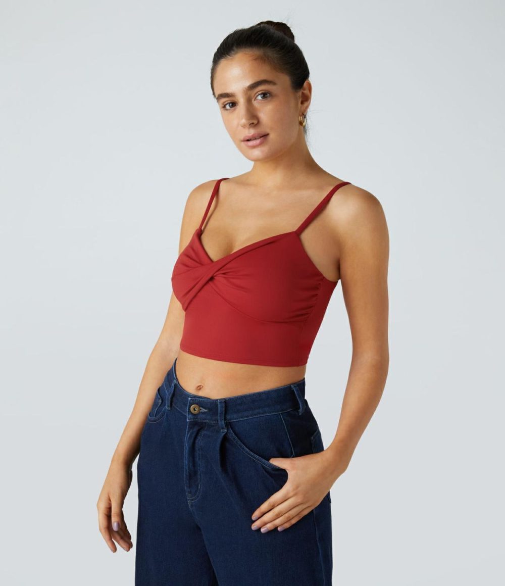 Adjustable Strap Twisted Backless Cropped Casual Tank Top  | Womens  Cropped Tops Clothing Cropped Tops