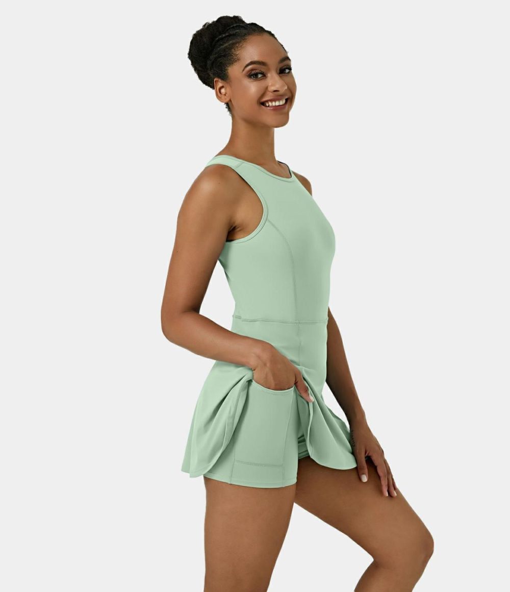 Backless 2-in-1 Pocket Mini Flare Golf Active Dress  | Womens  Active Dresses Active Dresses Active Dresses