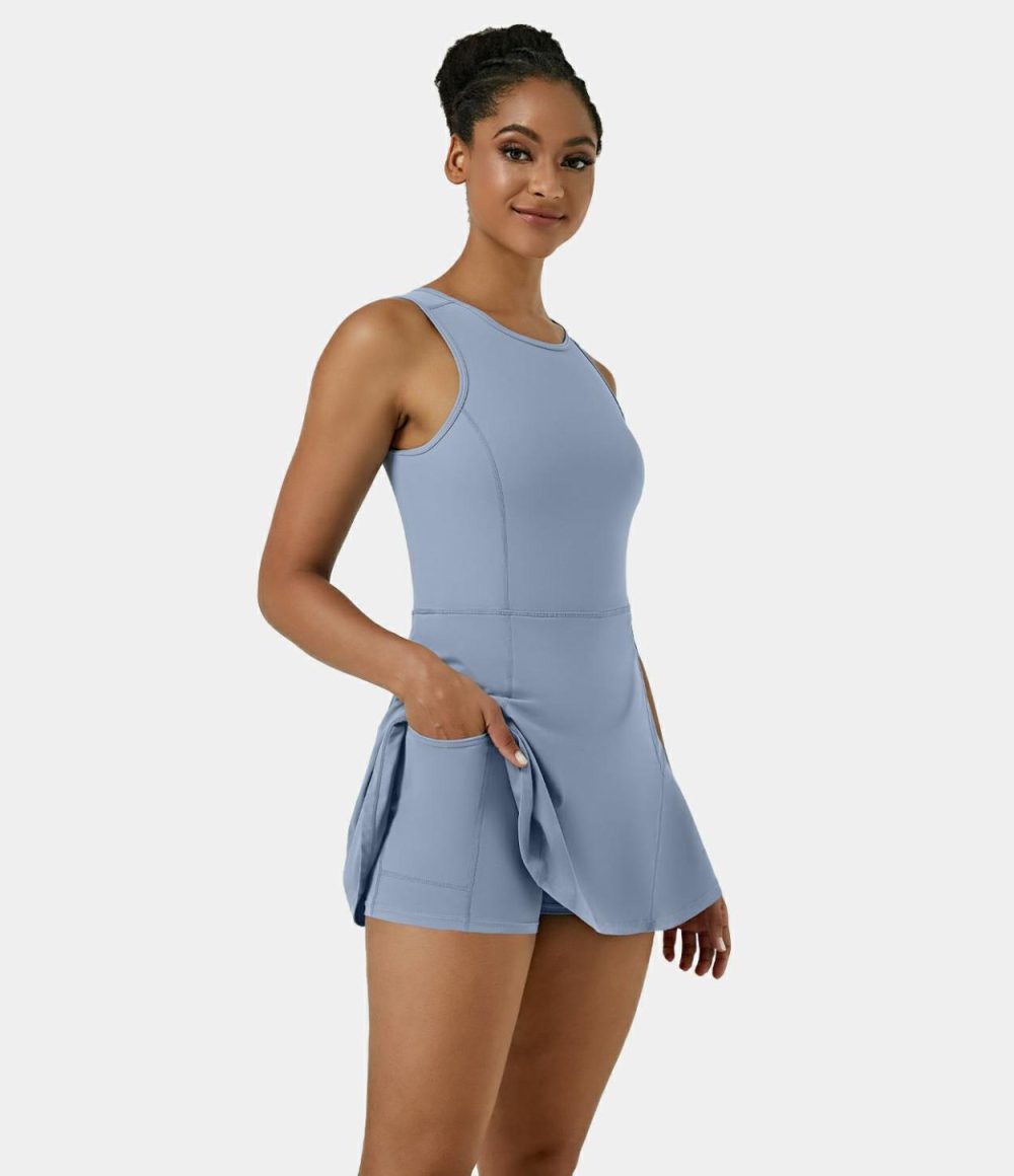 Backless 2-in-1 Pocket Mini Flare Golf Active Dress  | Womens  Active Dresses Active Dresses Active Dresses