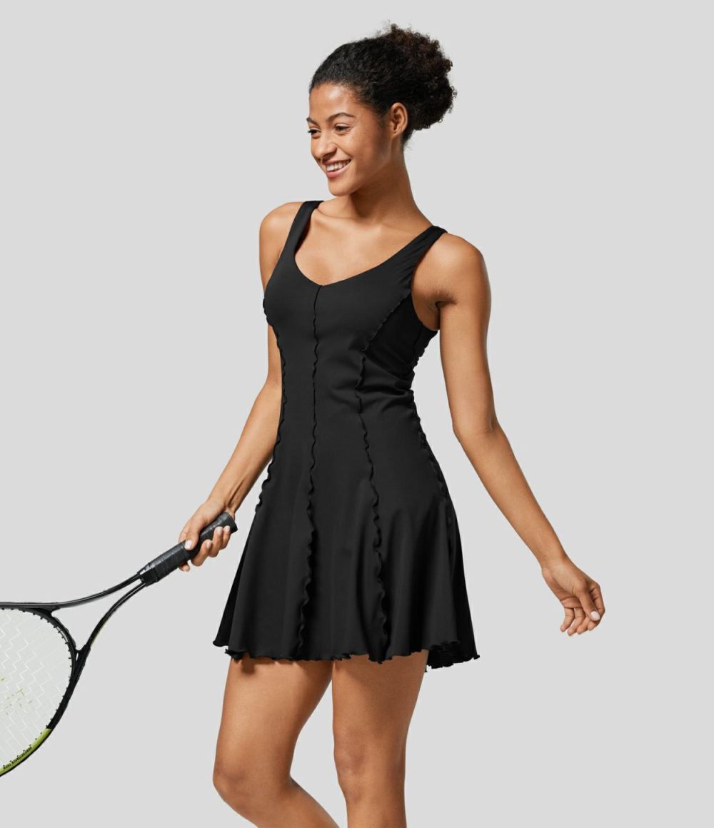 Backless 2-in-1 Pocket Quick Dry Flare Mini Tank Tennis Active Dress  | Womens  Active Dresses Active Dresses Active Dresses