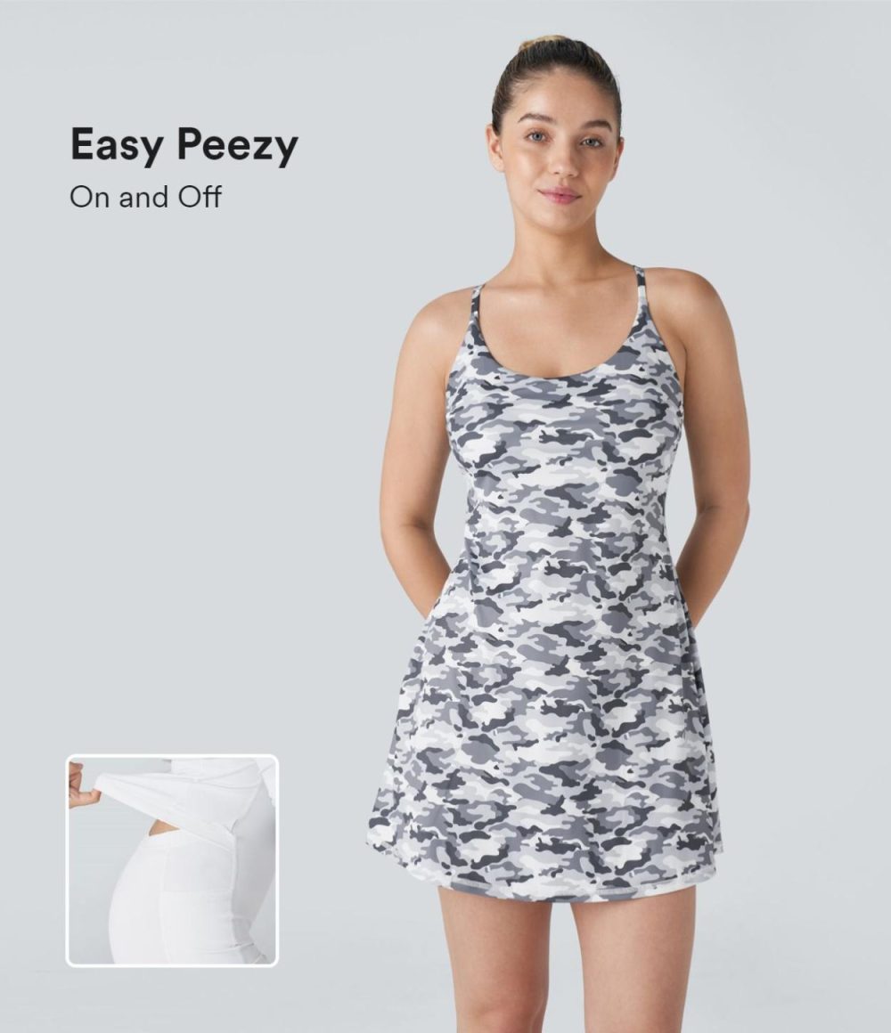 Backless Camo Print Pickleball Active Dress-Easy Peezy Edition  | Womens  Active Dresses Active Dresses Active Dresses