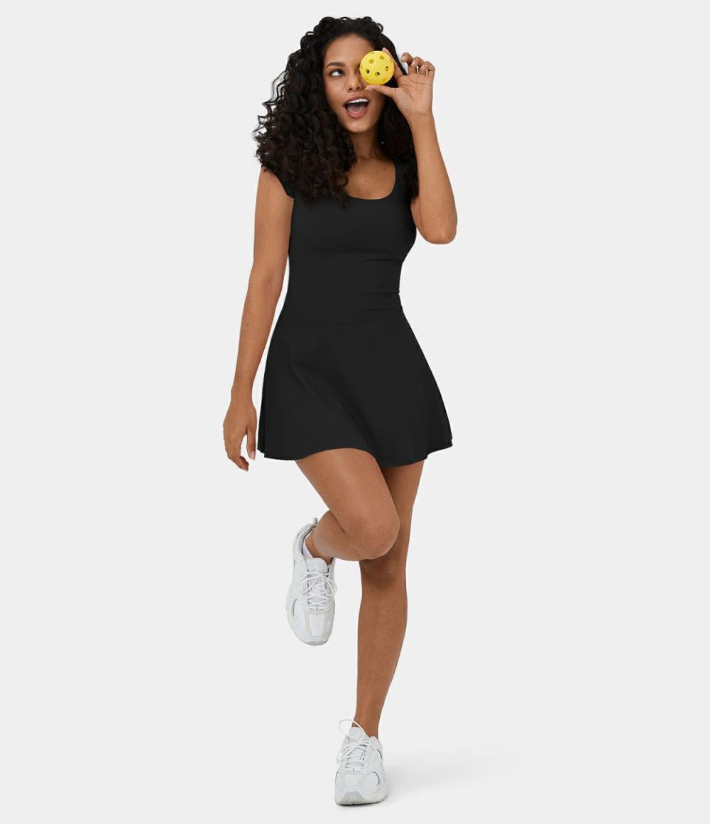 Backless Crisscross 2-in-1 Side Pocket Mini Pickleball Active Dress  | Womens  Active Dresses Active Dresses Active Dresses