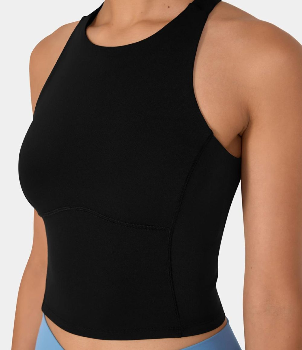 Backless Crisscross Cut Out Cropped Yoga Tank Top  | Womens  Cropped Tops Clothing Cropped Tops