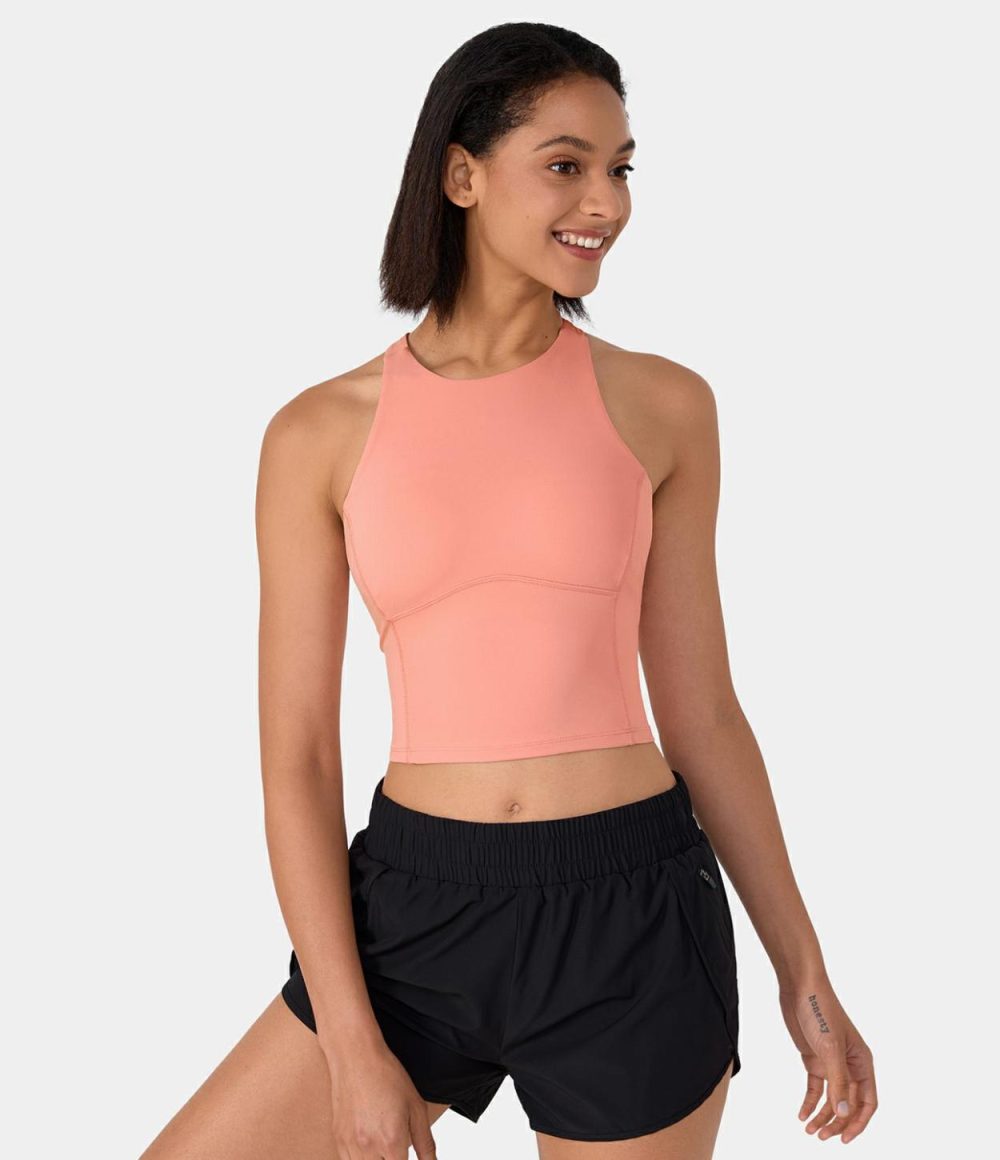 Backless Crisscross Cut Out Cropped Yoga Tank Top  | Womens  Cropped Tops Clothing Cropped Tops