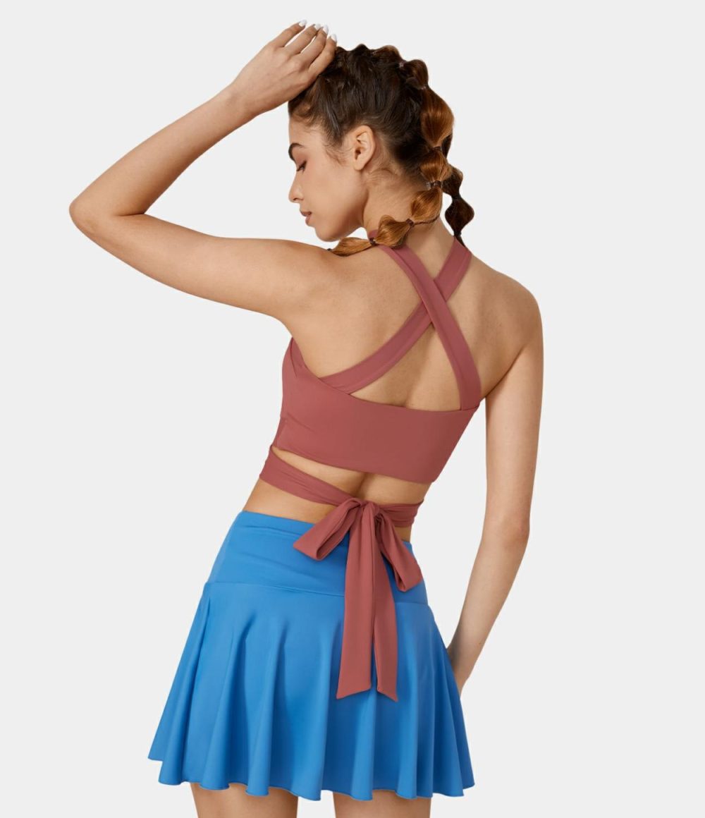 Backless Crisscross Tie Back Cropped Barre Ballet Dance Tank Top  | Womens  Cropped Tops Clothing Cropped Tops