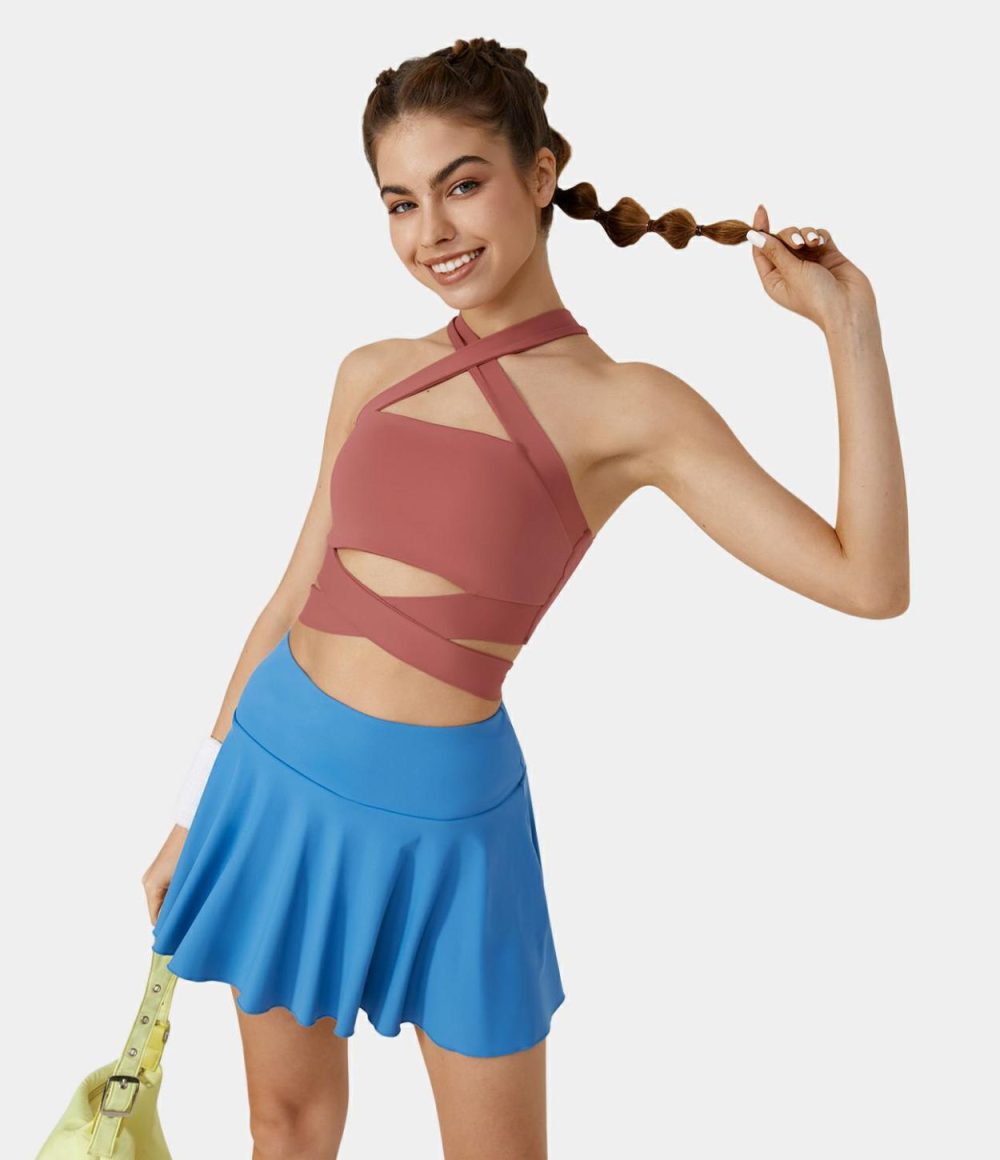 Backless Crisscross Tie Back Cropped Barre Ballet Dance Tank Top  | Womens  Cropped Tops Clothing Cropped Tops