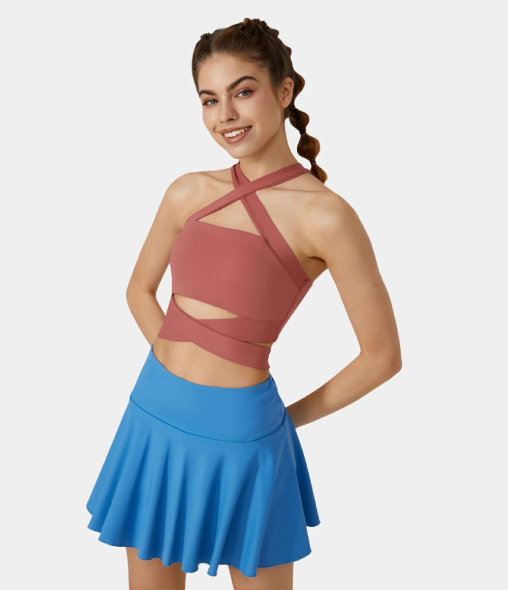 Backless Crisscross Tie Back Cropped Barre Ballet Dance Tank Top  | Womens  Cropped Tops Clothing Cropped Tops