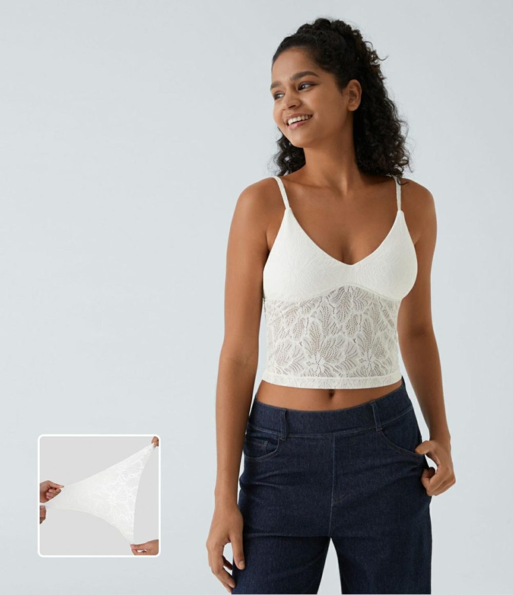 Backless Cropped Lace Casual Tank Top  | Womens  Cropped Tops Clothing Black/White