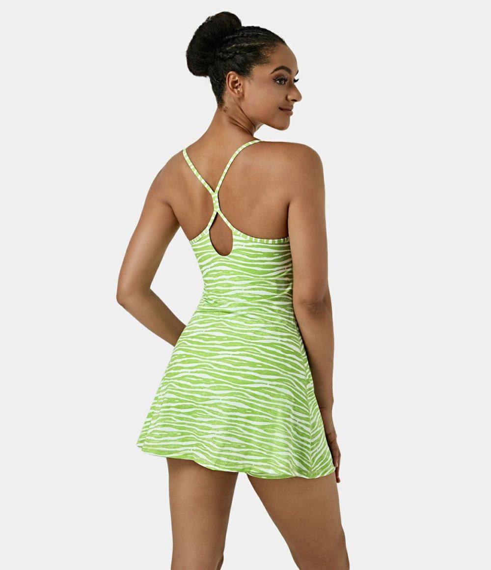 Backless Cut Out 2-in-1 Pocket Mini Slip Yoga Active Dress  | Womens  Active Dresses Active Dresses Active Dresses