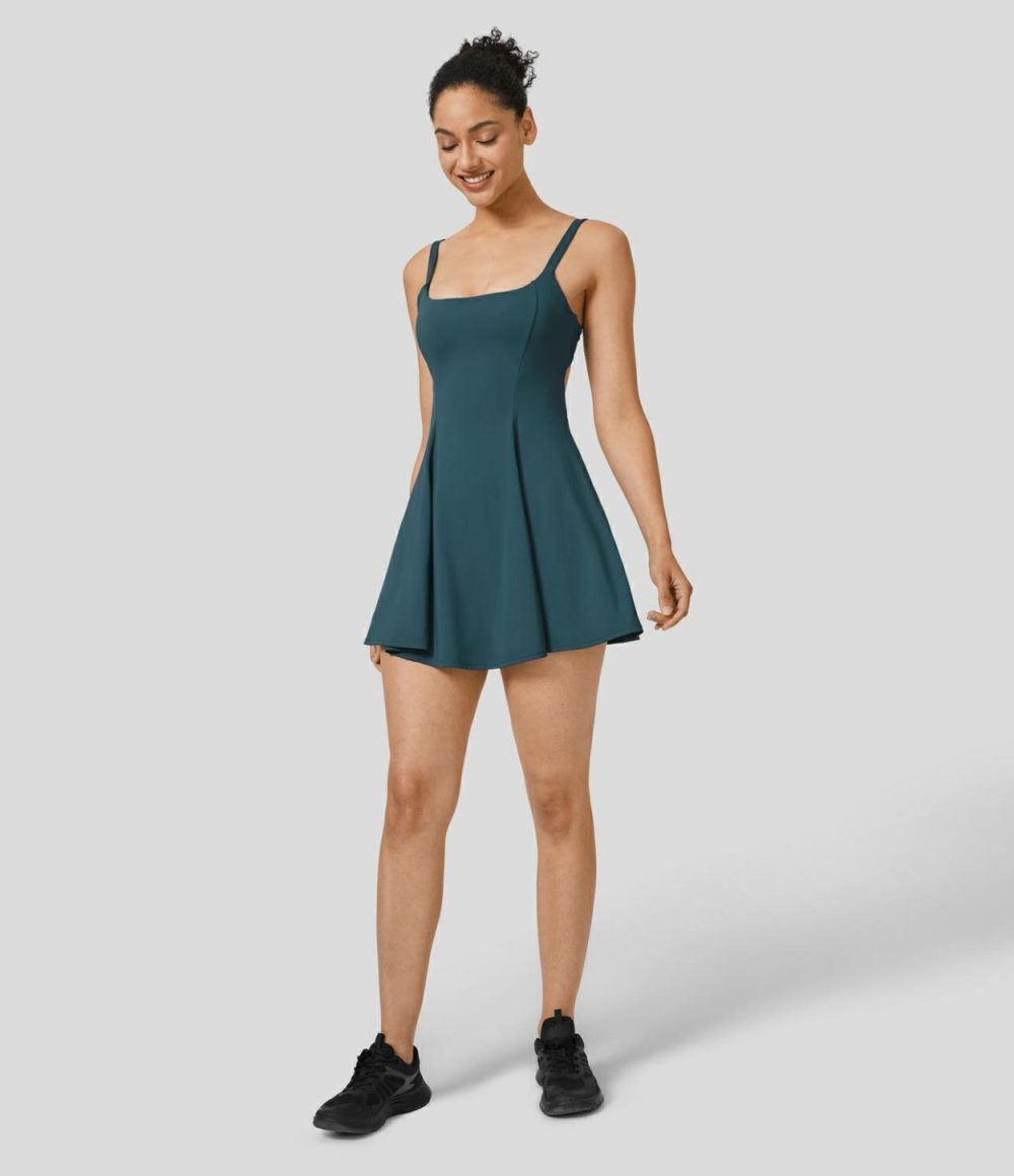 Backless Cut Out 2-in-1 Pocket Quick Dry Mini Slip Tennis Active Dress  | Womens  Active Dresses Active Dresses Active Dresses