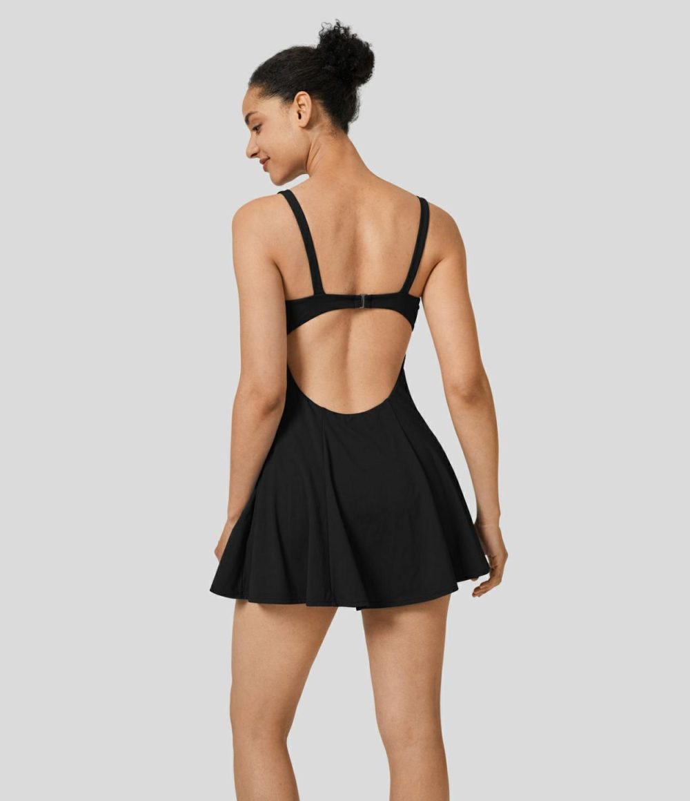 Backless Cut Out 2-in-1 Pocket Quick Dry Mini Slip Tennis Active Dress  | Womens  Active Dresses Active Dresses Active Dresses