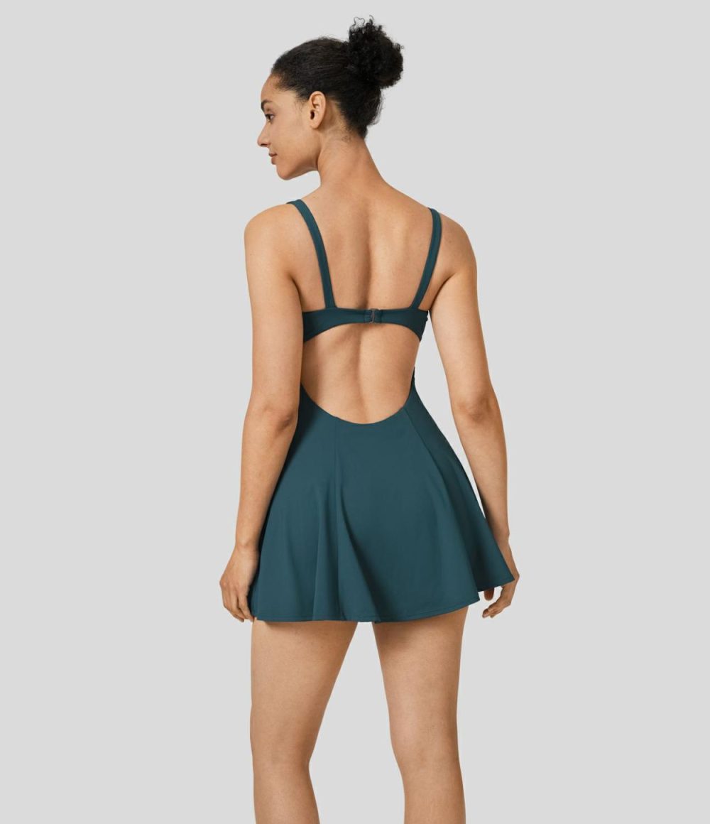 Backless Cut Out 2-in-1 Pocket Quick Dry Mini Slip Tennis Active Dress  | Womens  Active Dresses Active Dresses Active Dresses