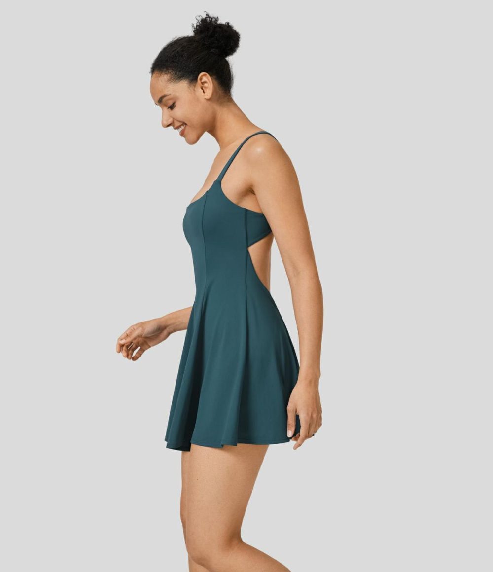 Backless Cut Out 2-in-1 Pocket Quick Dry Mini Slip Tennis Active Dress  | Womens  Active Dresses Active Dresses Active Dresses