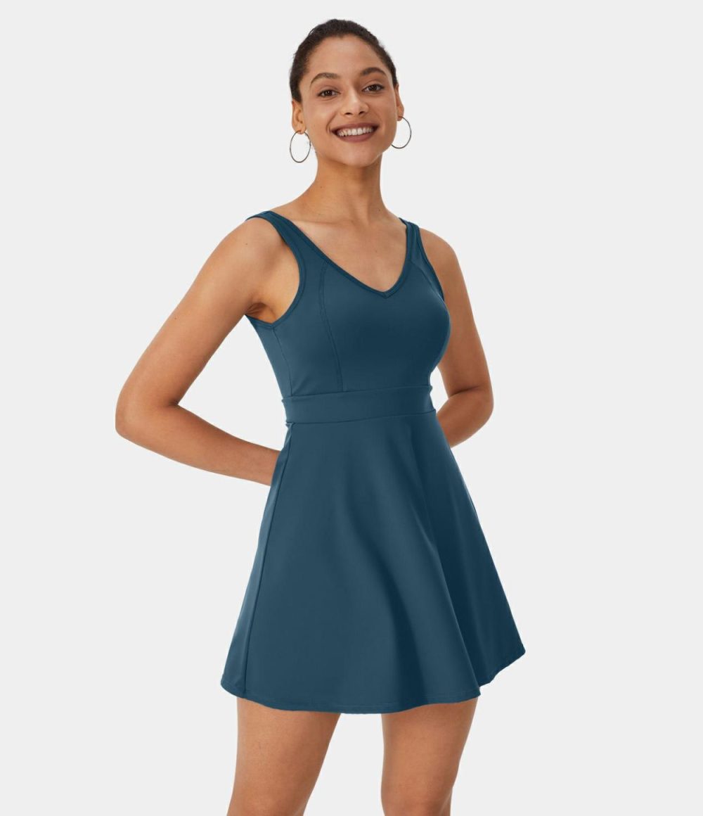 Backless Flare 2-Piece Pocket Mini Tennis Active Dress  | Womens  Active Dresses Active Dresses Active Dresses