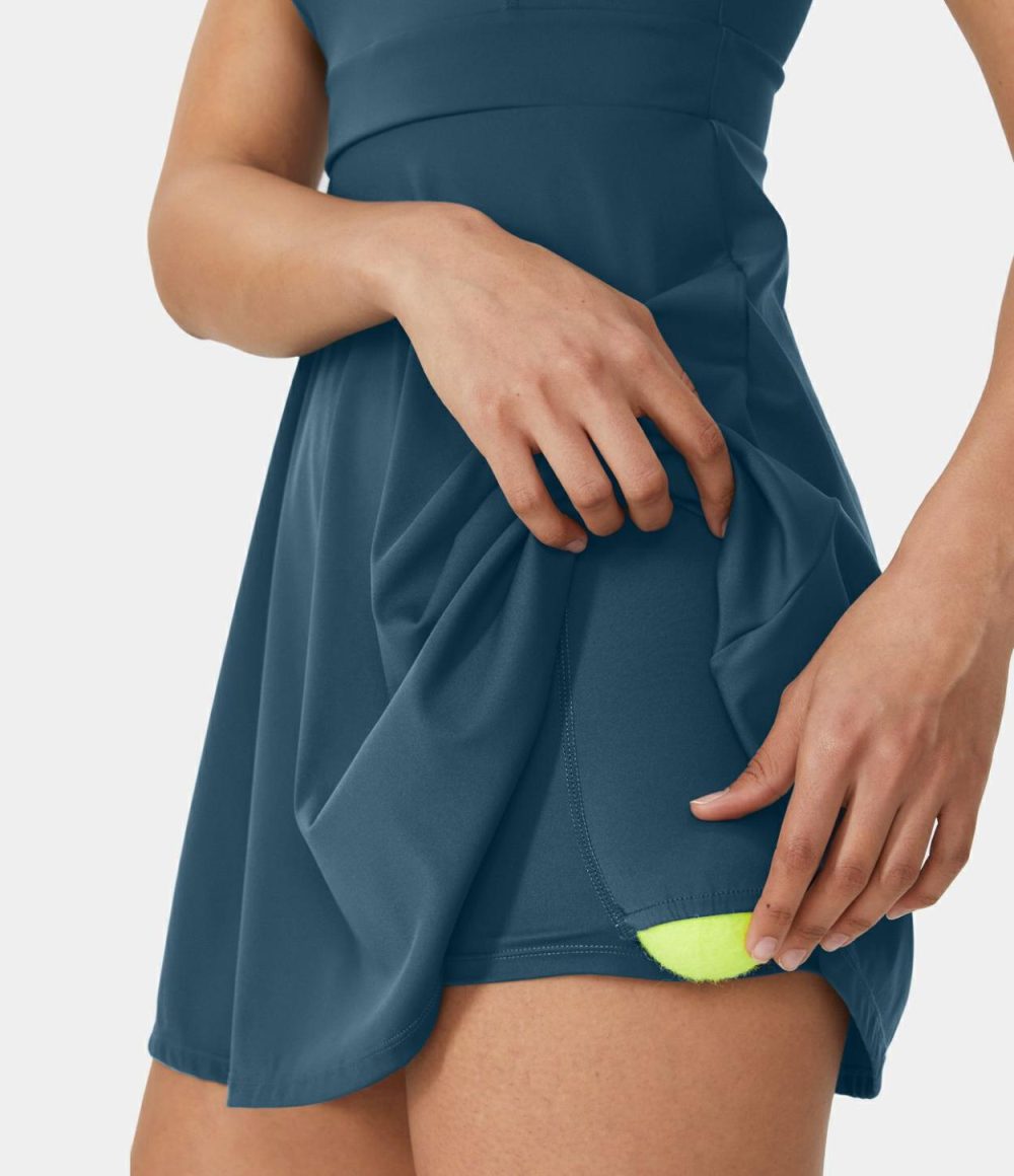 Backless Flare 2-Piece Pocket Mini Tennis Active Dress  | Womens  Active Dresses Active Dresses Active Dresses