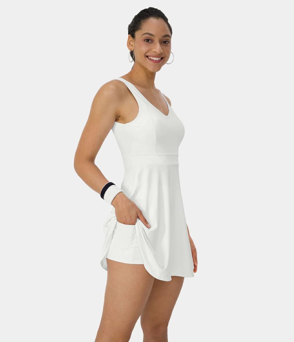 Backless Flare 2-Piece Pocket Mini Tennis Active Dress  | Womens  Active Dresses Active Dresses Active Dresses