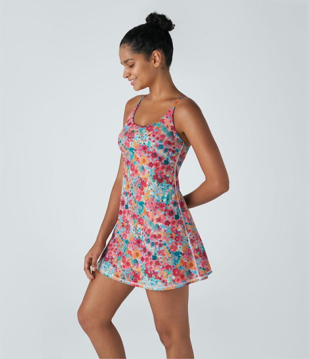 Backless Floral Print Pickleball Active Dress-Easy Peezy Edition  | Womens  Active Dresses Active Dresses Active Dresses