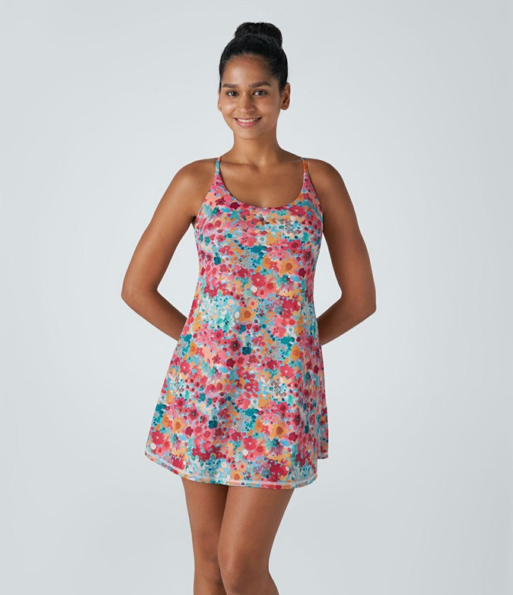 Backless Floral Print Pickleball Active Dress-Easy Peezy Edition  | Womens  Active Dresses Active Dresses Active Dresses