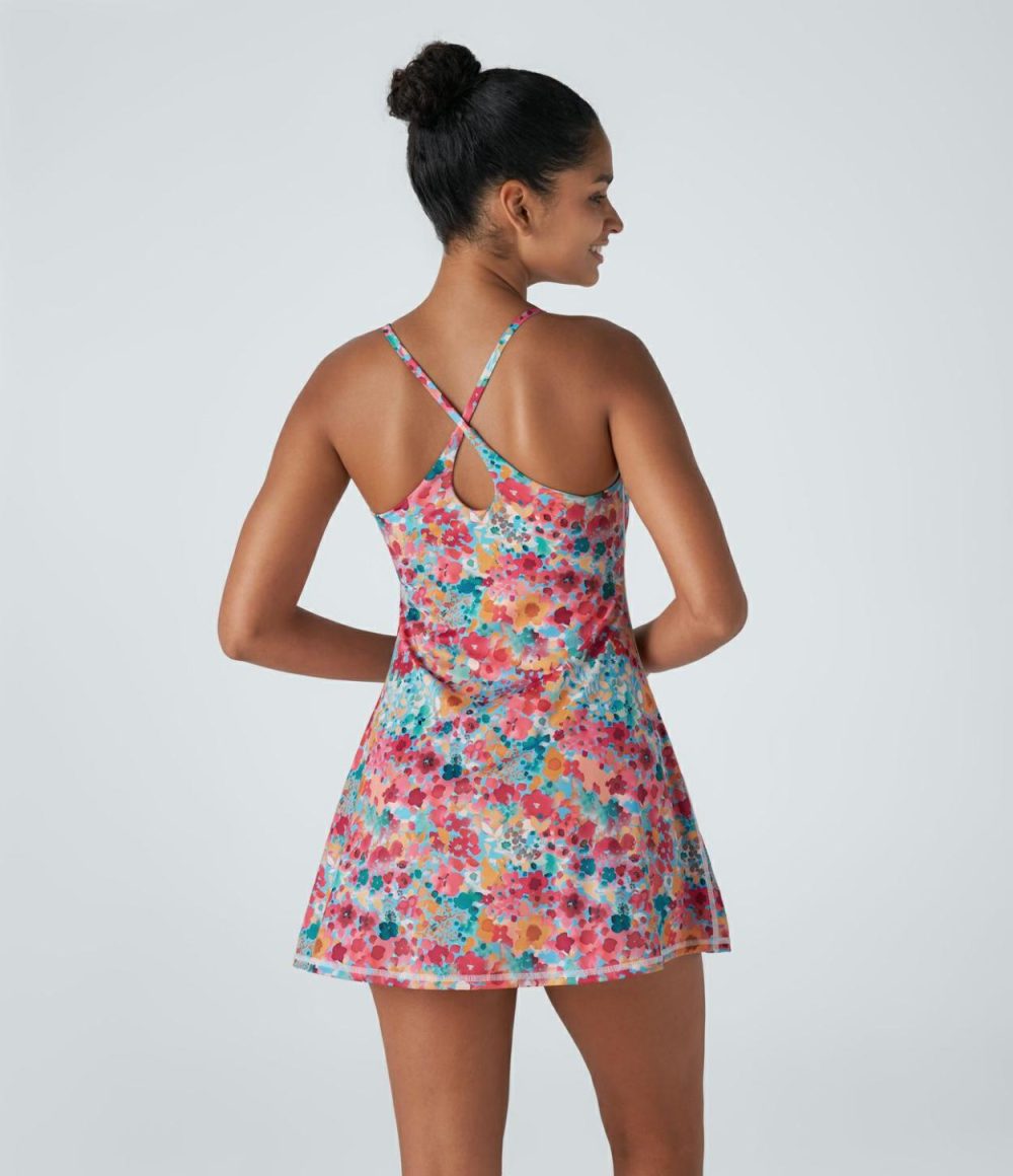 Backless Floral Print Pickleball Active Dress-Easy Peezy Edition  | Womens  Active Dresses Active Dresses Active Dresses