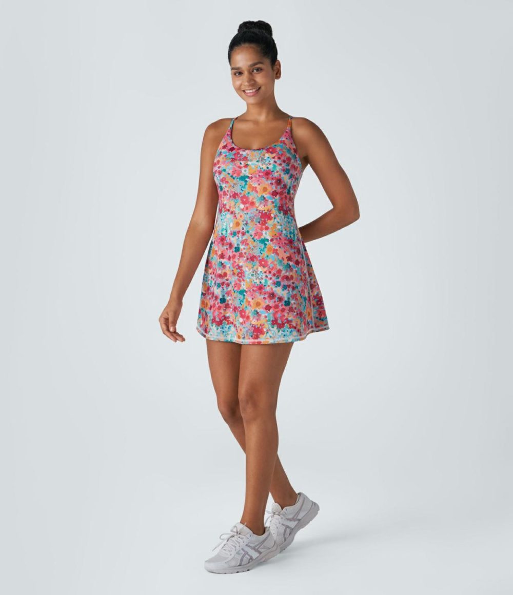 Backless Floral Print Pickleball Active Dress-Easy Peezy Edition  | Womens  Active Dresses Active Dresses Active Dresses