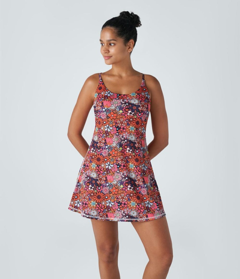 Backless Floral Print Pickleball Active Dress-Easy Peezy Edition  | Womens  Active Dresses Active Dresses Active Dresses