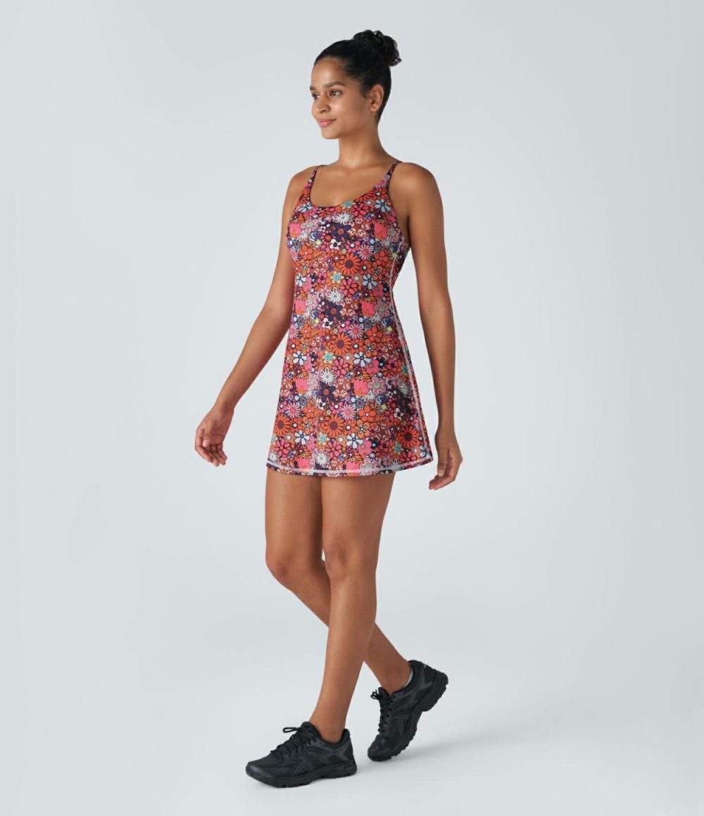 Backless Floral Print Pickleball Active Dress-Easy Peezy Edition  | Womens  Active Dresses Active Dresses Active Dresses