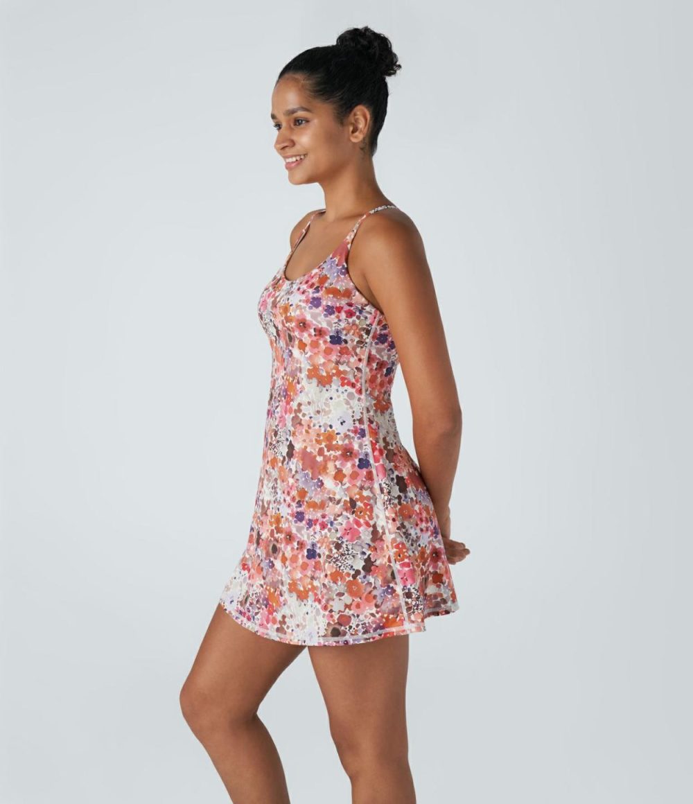 Backless Floral Print Pickleball Active Dress-Easy Peezy Edition  | Womens  Active Dresses Active Dresses Active Dresses