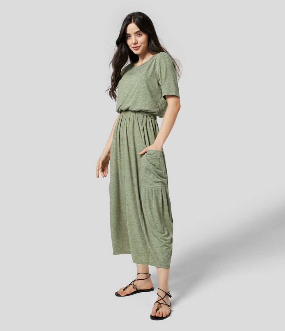 Backless Plicated Side Pocket Relax Casual Jumpsuit  | Womens  Dressey Jumpsuits Clothing Dressey Jumpsuits