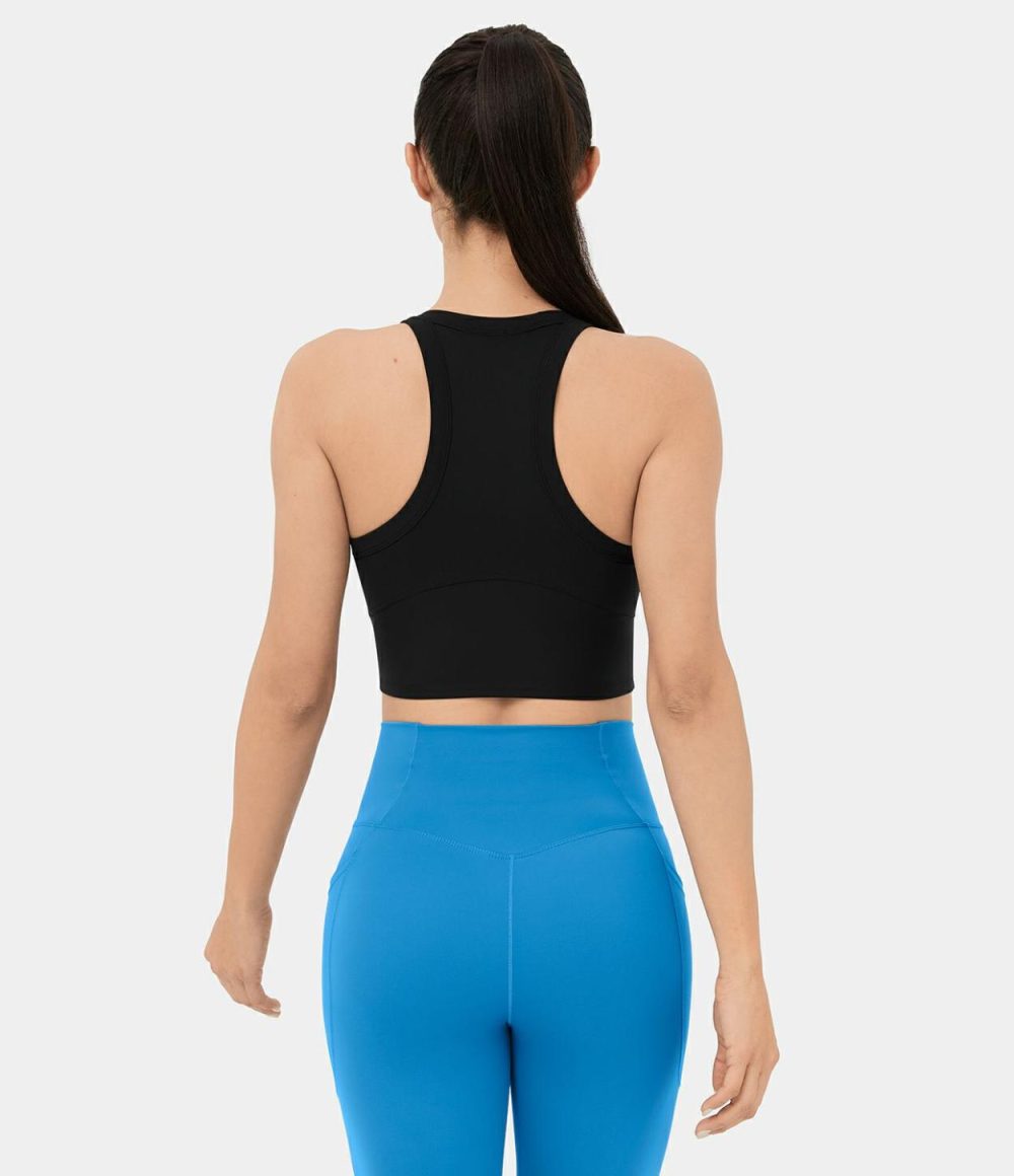 Backless Racerback Cropped Yoga Tank Top  | Womens  Cropped Tops Clothing Cropped Tops