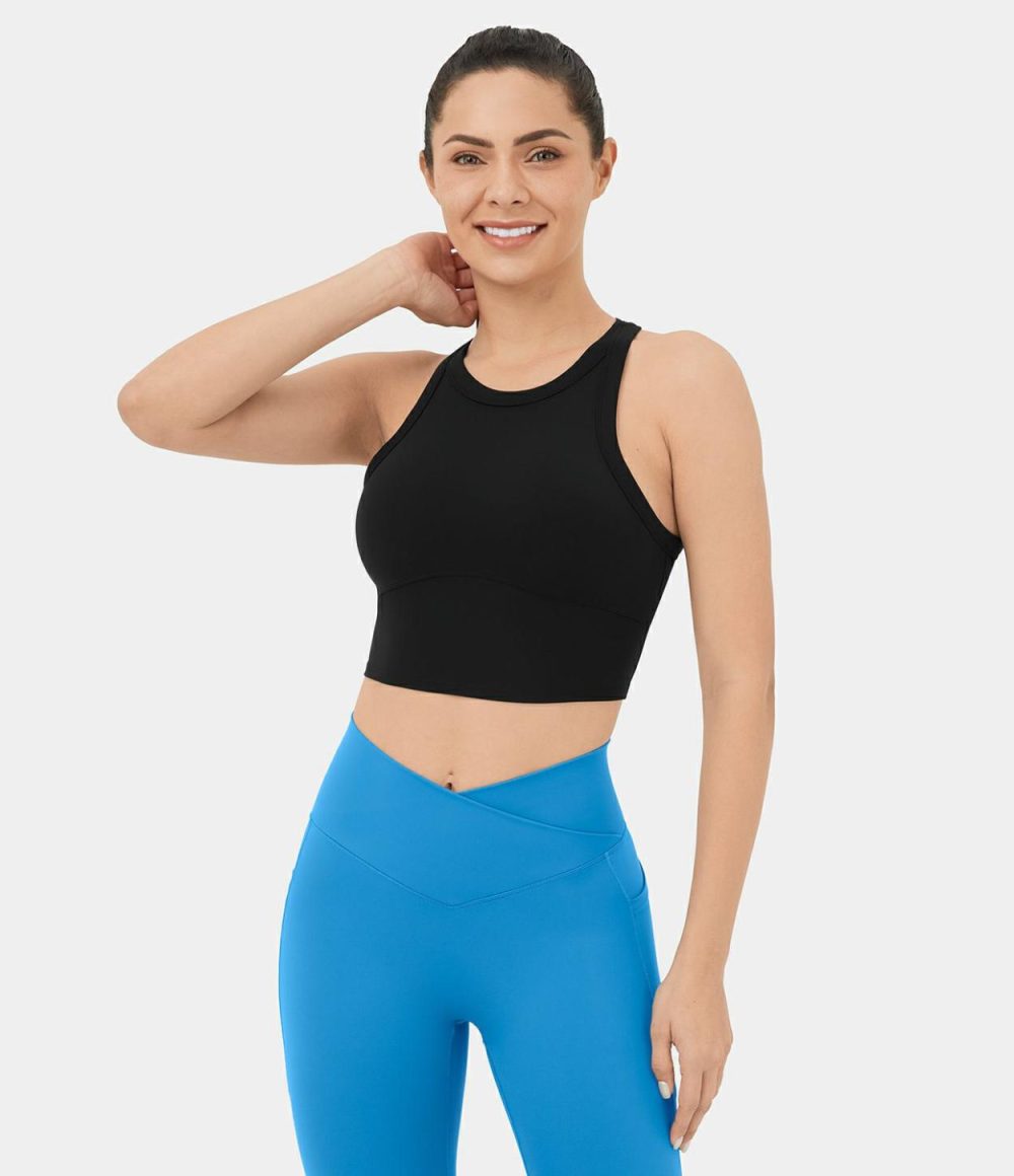 Backless Racerback Cropped Yoga Tank Top  | Womens  Cropped Tops Clothing Cropped Tops