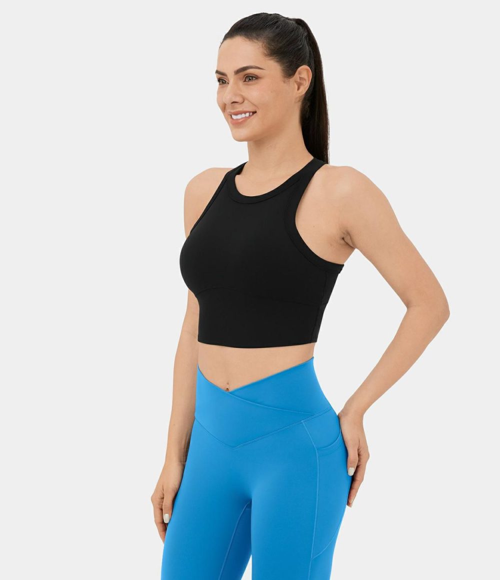 Backless Racerback Cropped Yoga Tank Top  | Womens  Cropped Tops Clothing Cropped Tops