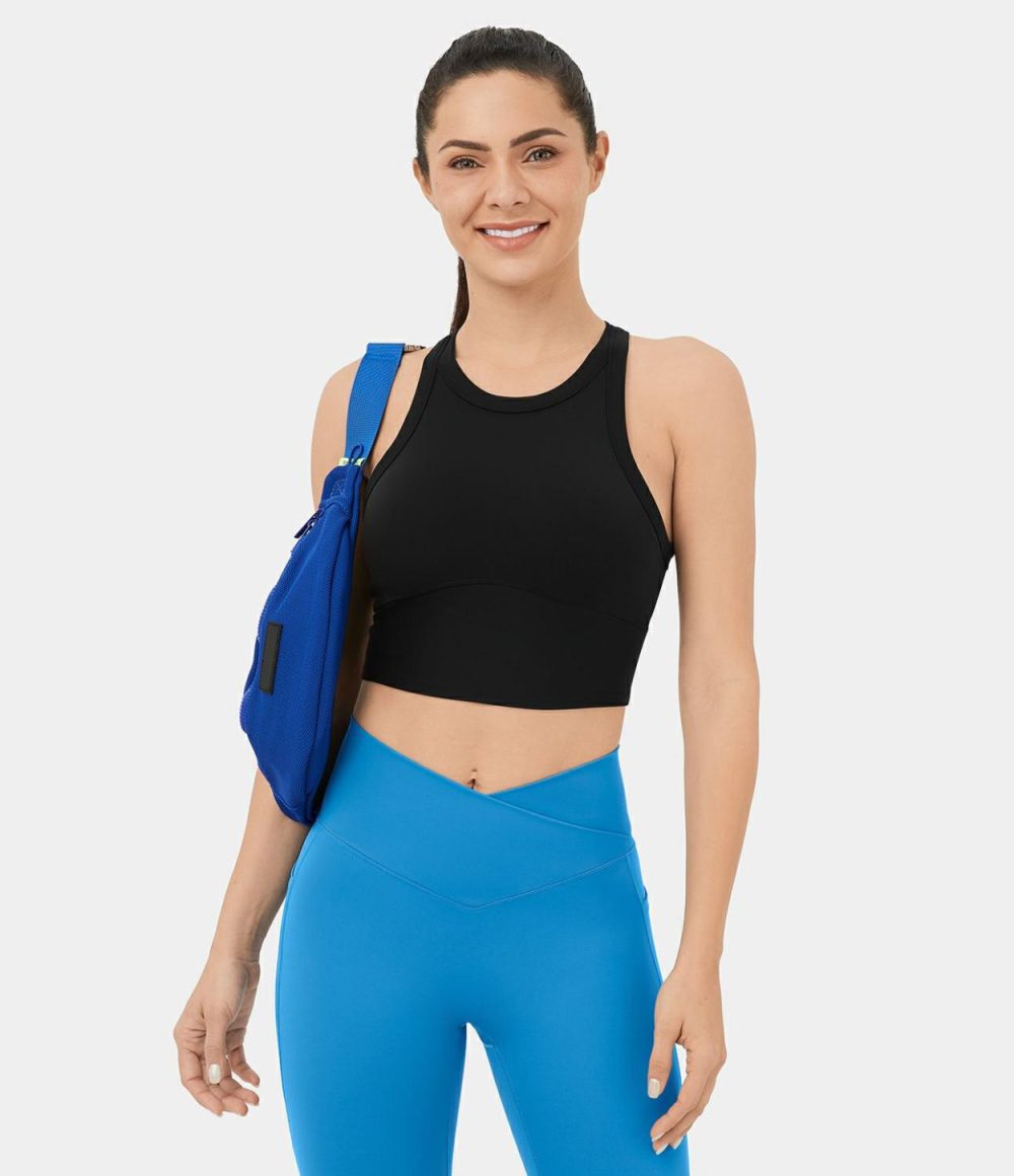 Backless Racerback Cropped Yoga Tank Top  | Womens  Cropped Tops Clothing Cropped Tops