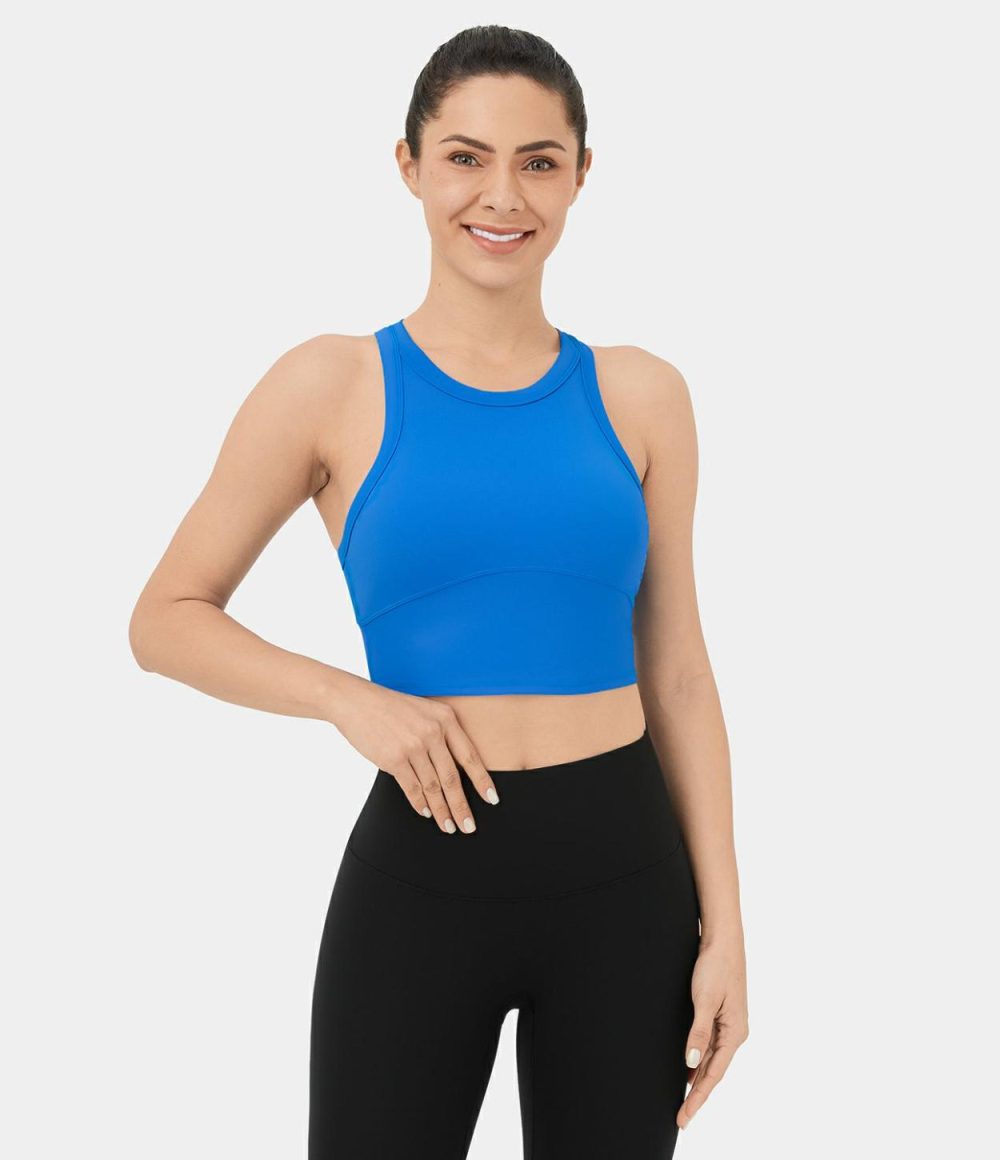 Backless Racerback Cropped Yoga Tank Top  | Womens  Cropped Tops Clothing Cropped Tops