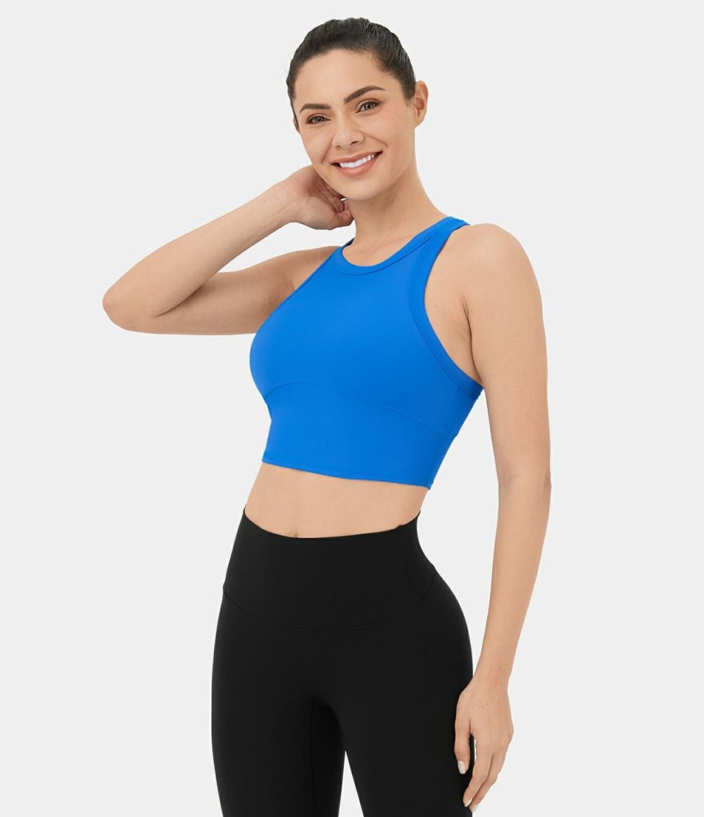 Backless Racerback Cropped Yoga Tank Top  | Womens  Cropped Tops Clothing Cropped Tops