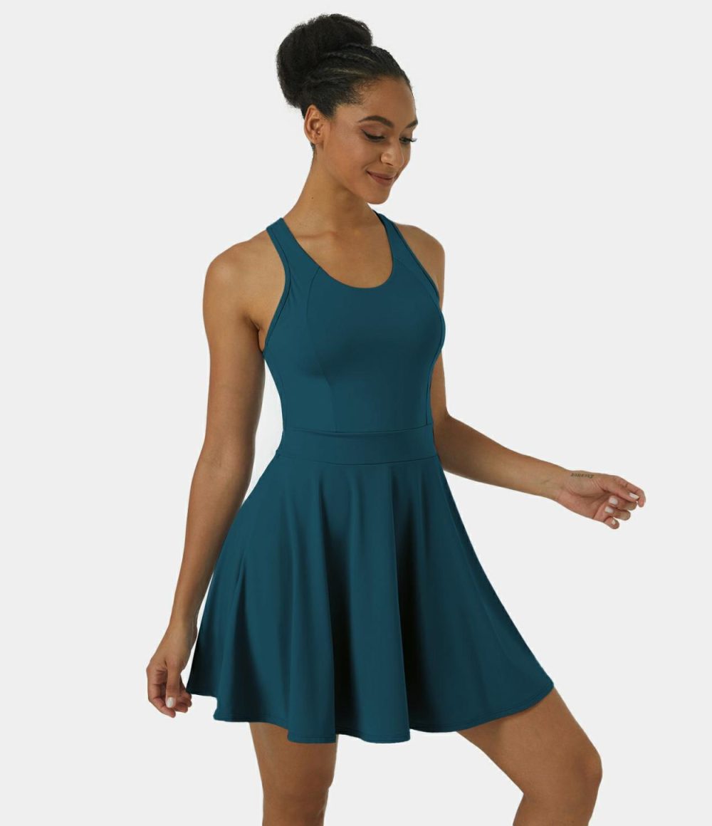 Backless Racerback Flare Mini Golf Active Dress  | Womens  Active Dresses Active Dresses Active Dresses