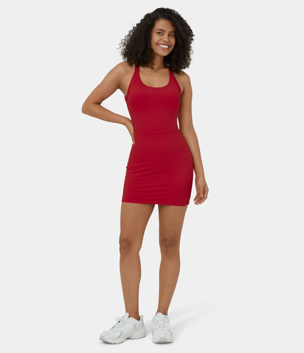 Backless Twisted 2-in-1 Bodycon Mini Active Dress  | Womens  Active Dresses Active Dresses Active Dresses