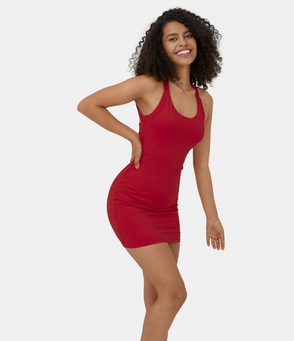 Backless Twisted 2-in-1 Bodycon Mini Active Dress  | Womens  Active Dresses Active Dresses Active Dresses