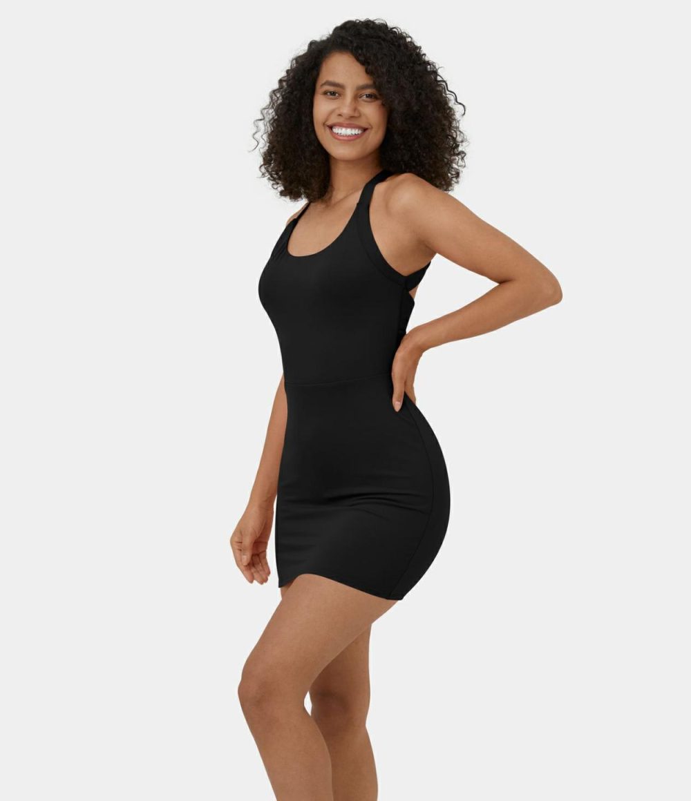 Backless Twisted 2-in-1 Bodycon Mini Active Dress  | Womens  Active Dresses Active Dresses Active Dresses