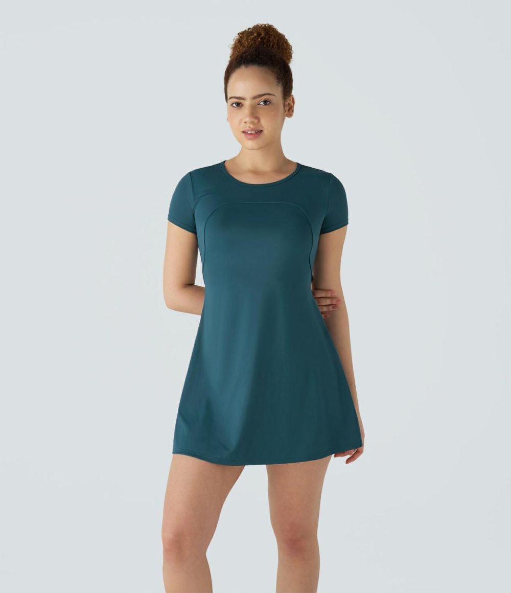 Backless Twisted 2-Piece Side Pocket Quick Dry Mini Tennis Active Dress  | Womens  Active Dresses Active Dresses Active Dresses