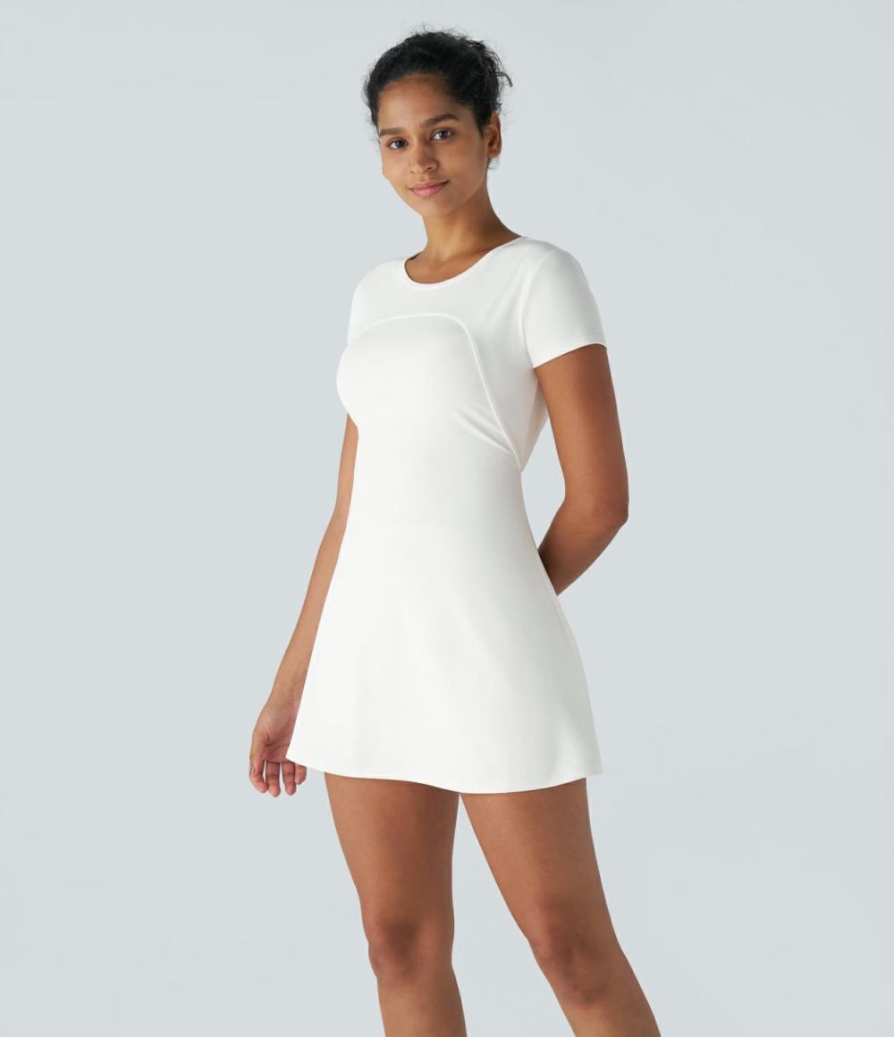 Backless Twisted 2-Piece Side Pocket Quick Dry Mini Tennis Active Dress  | Womens  Active Dresses Active Dresses Active Dresses