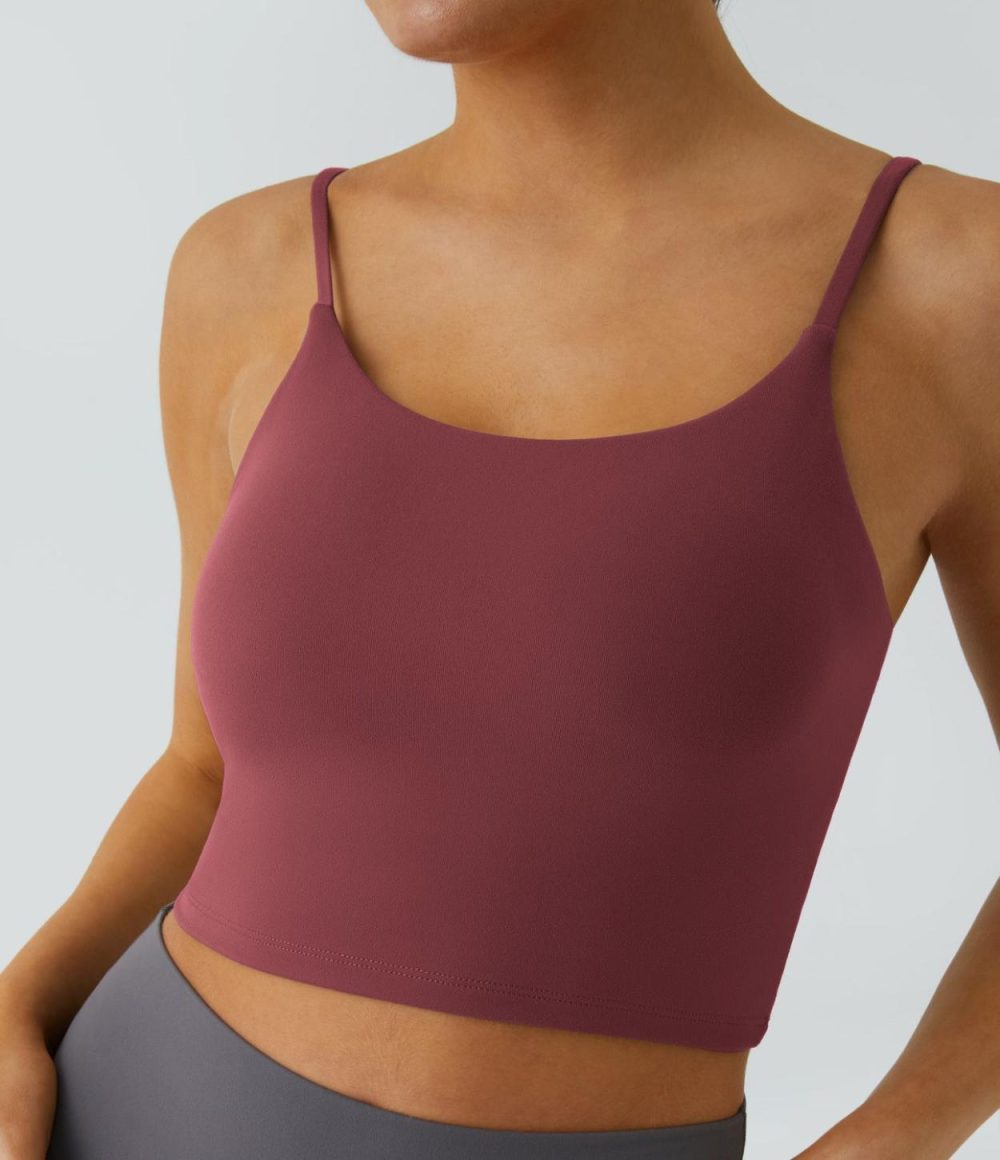 Basic Padded Workout Cropped Tank Top  | Womens  Cropped Tops Clothing Cordovan/Sunflower/Wineberry/White/Black/Dove/Paeonia Ocean Blue/Subdued Blue/Sweet Lavender/Blue Spruce