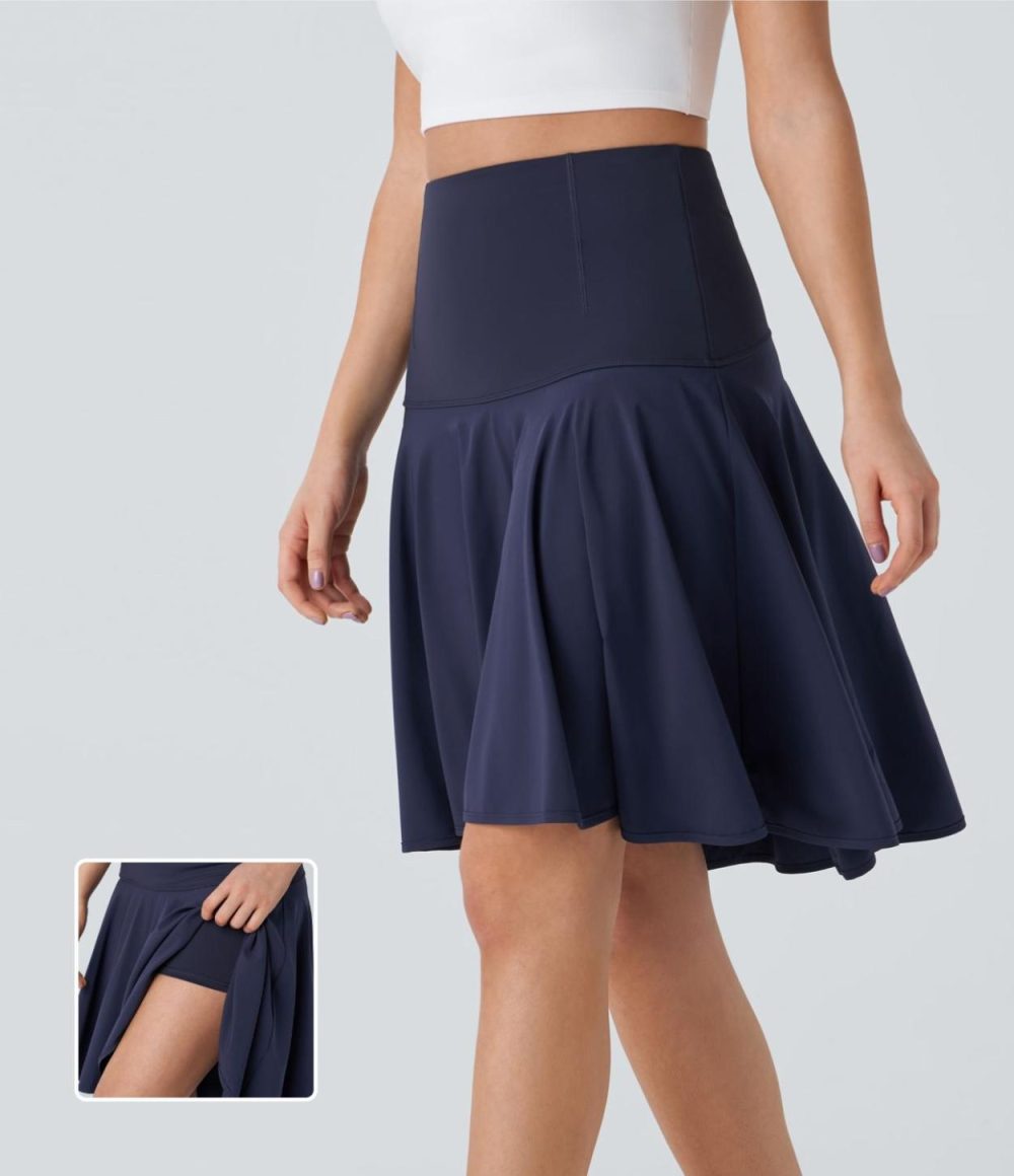 Breezeful™ High Waisted 2-in-1 High Low Flare Quick Dry Dance Skirt  | Womens  2-in-1 Skorts 2-in-1 Skorts 2-in-1 Skorts