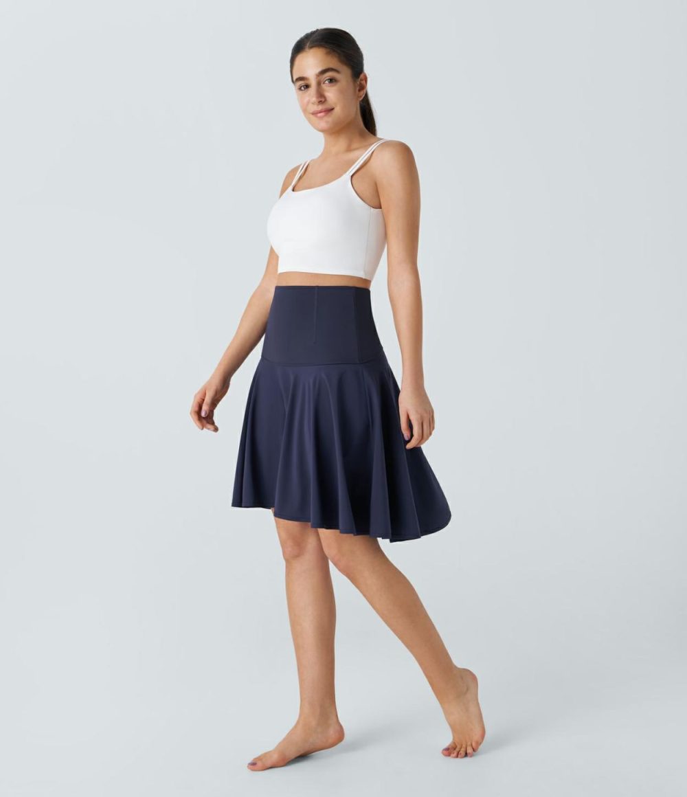 Breezeful™ High Waisted 2-in-1 High Low Flare Quick Dry Dance Skirt  | Womens  2-in-1 Skorts 2-in-1 Skorts 2-in-1 Skorts